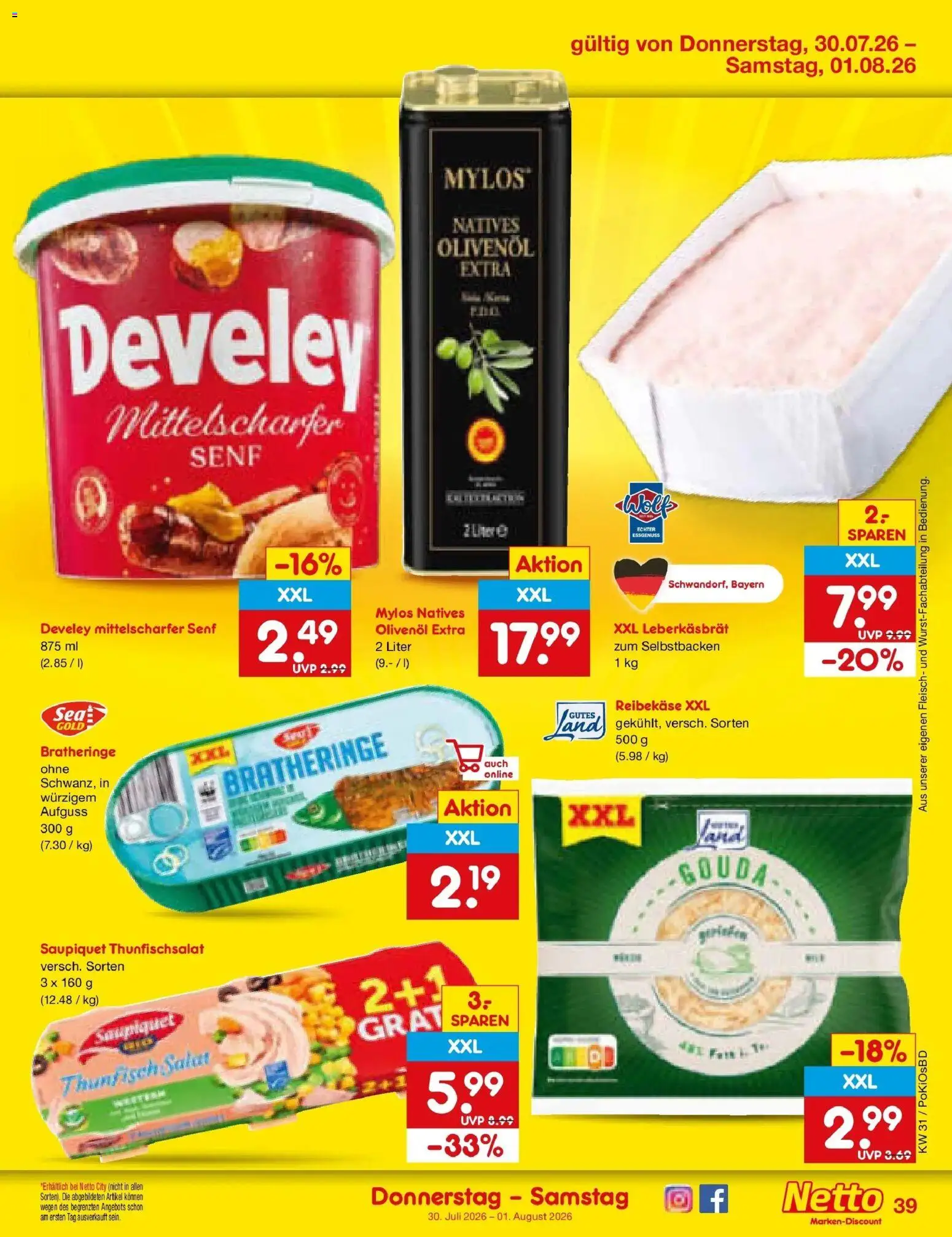 Netto Marken-Discount Prospekt Mistelbach – gültig ab 27.07.2026 | Seite: 56 | Produkte: Grat, Reibekase, Fleisch, Salat