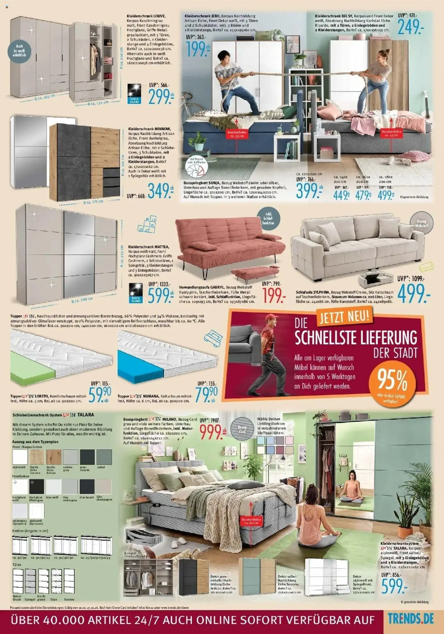 Trends Aktueller Prospekt (ab 10.10.2026) zum Blättern | Seite: 5 | Produkte: Kleiderschrank, Liege, Topper, Spiegel