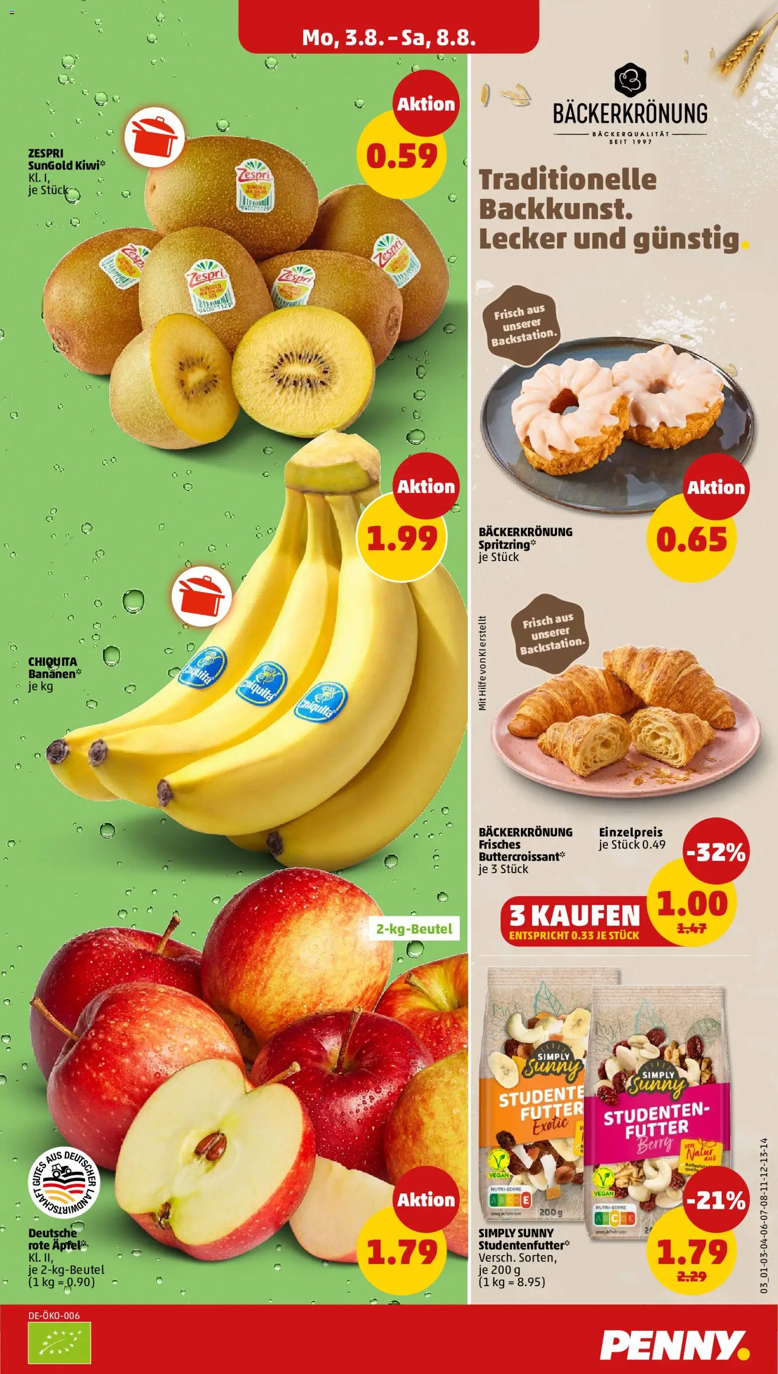 Penny Prospekt – gültig ab 03.08.2026 | Seite: 5 | Produkte: Äpfel, Croissant, Kiwi