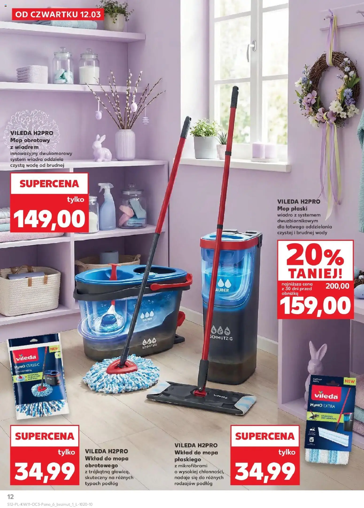 Kaufland gazetka - Dom na Wielkanoc od 12.03.2026 | Strona: 12 | Produkty: Mop obrotowy, Vileda