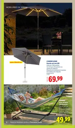 Pré-visualização Cama de Rede com Armação, Cama de rede com barras, em tecido misto de algodão e poliéster Carga máx.: 100 kg Medidas: 290x120x110 cm válido de 01/06/2026 | Página: 6 | Produtos: Algodão, Cama