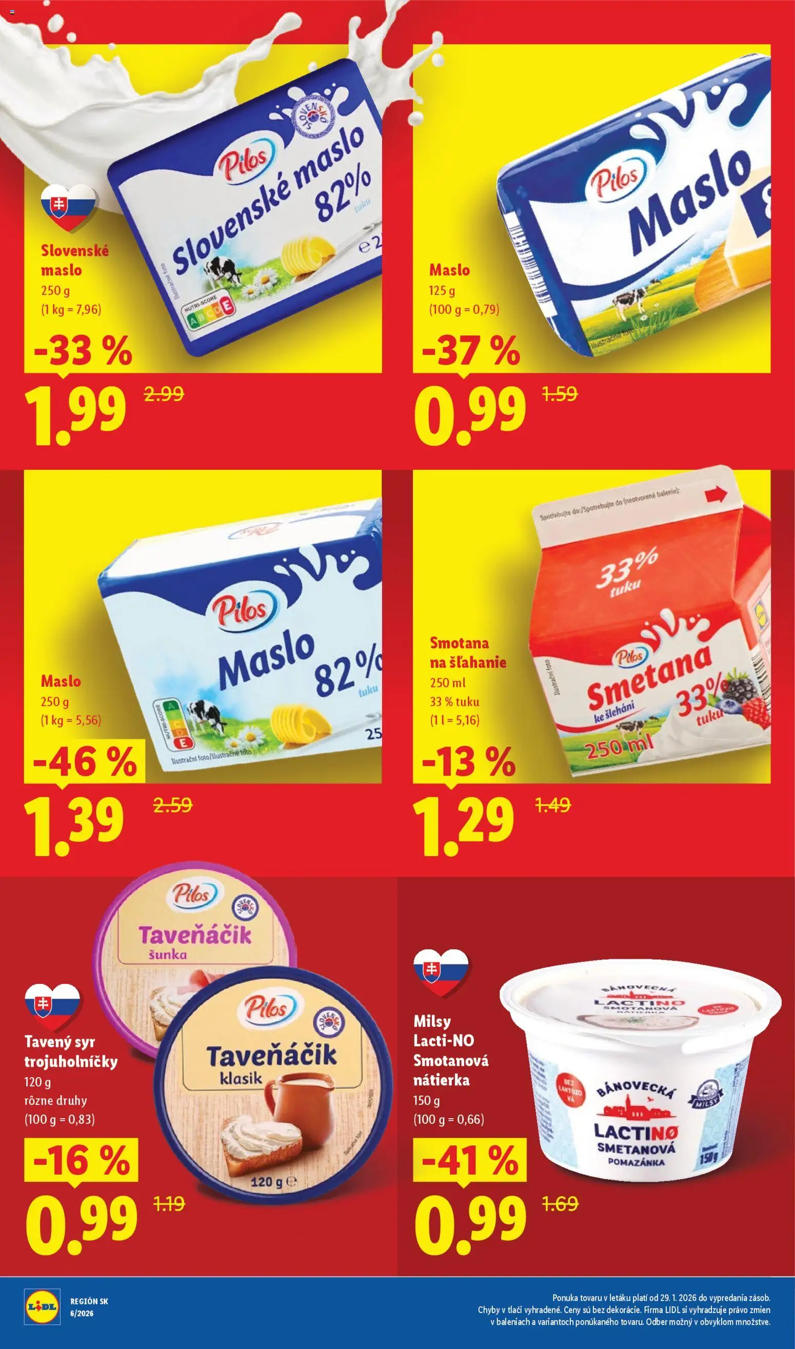 Nové Lidl akcie – leták je platný od 09.03.2026 | Strana: 7 | Produkty: Maslo, Syr, Šunka, Smotana na šľahanie