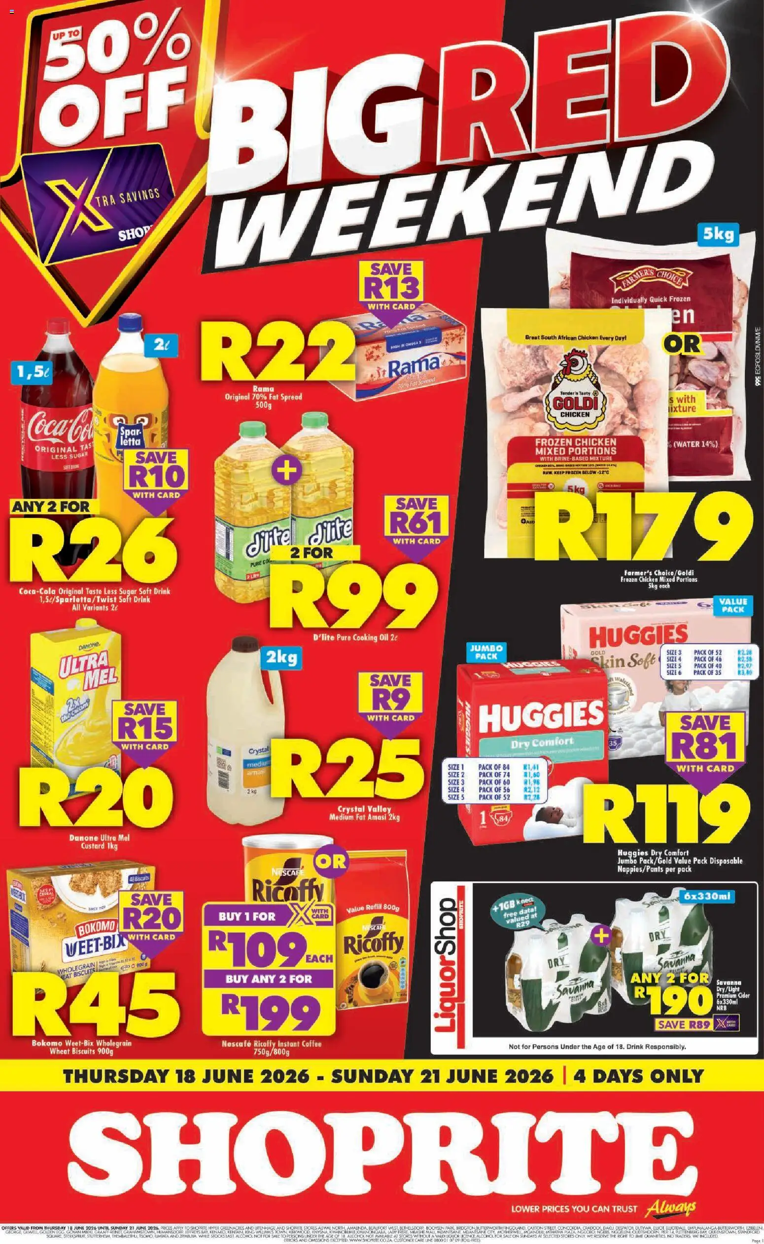 New Shoprite catalogue – valid from 18.06.2026 | Page: 1 | Products: Cider, Chicken, Sugar, Estuche organizador de viaje