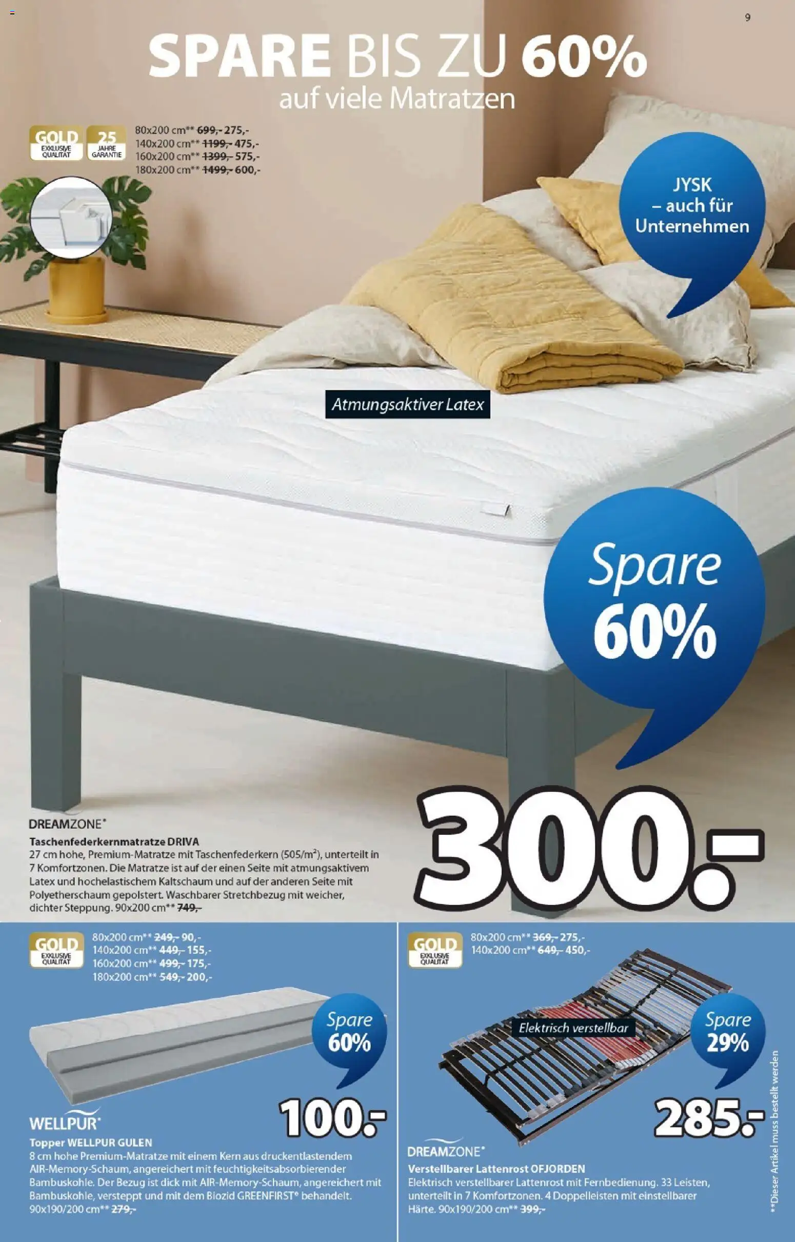 JYSK Flugblatt gültig ab 07.10.2026 | Seite: 9 | Produkte: Matratze, Lattenrost