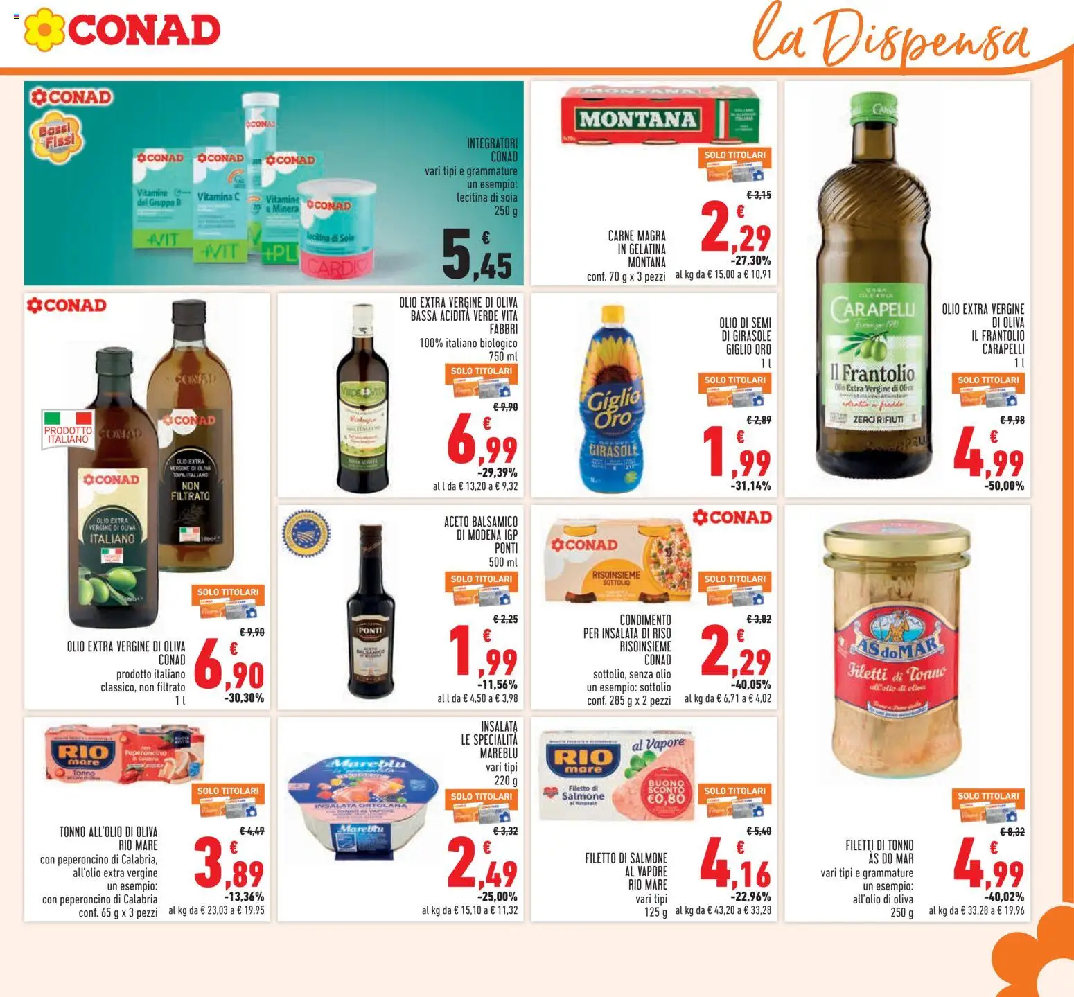 Volantino Conad del 26/08/2026 | Pagina: 15 | Prodotti: Salmone, Filetto di salmone, Olio extra vergine, Semi di girasole