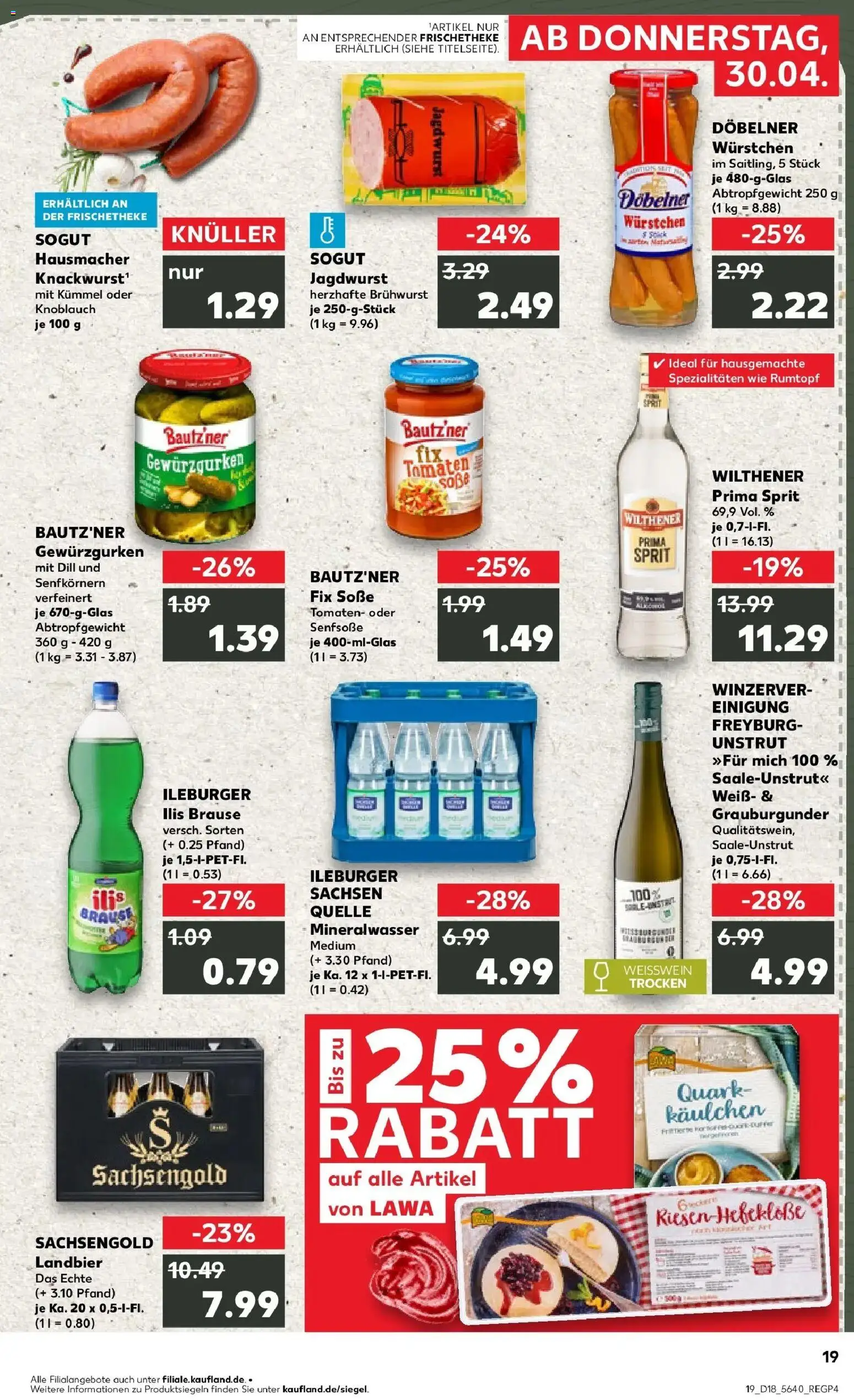 Kaufland Prospekt Delitzsch	 – gültig ab 30.04.2026 | Seite: 19 | Produkte: Weißwein, Tomaten, Soße, Dill