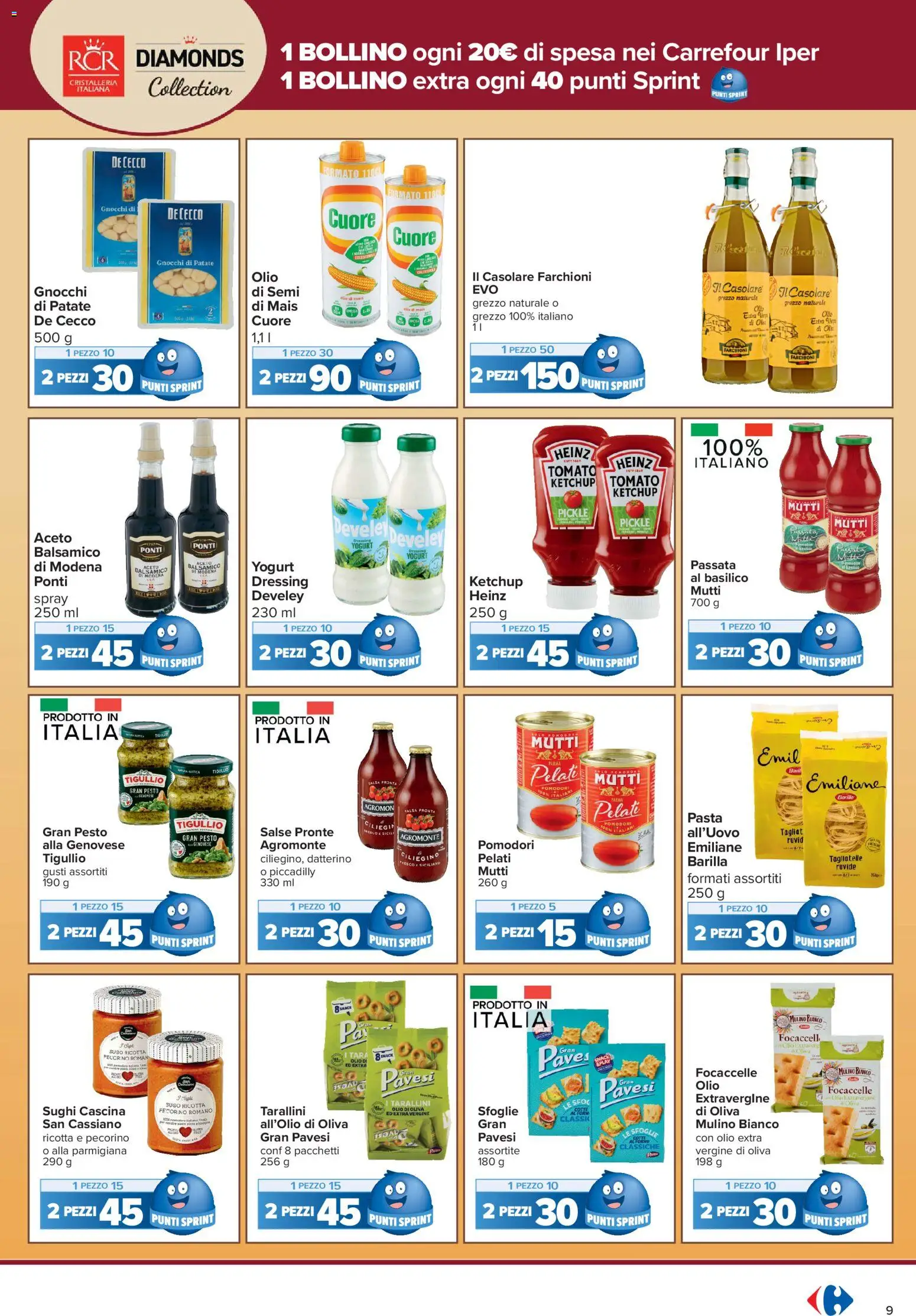 Volantino Carrefour del 15/09/2026 | Pagina: 9 | Prodotti: Tagliatelle, Pesto, Mais, Pecorino Romano