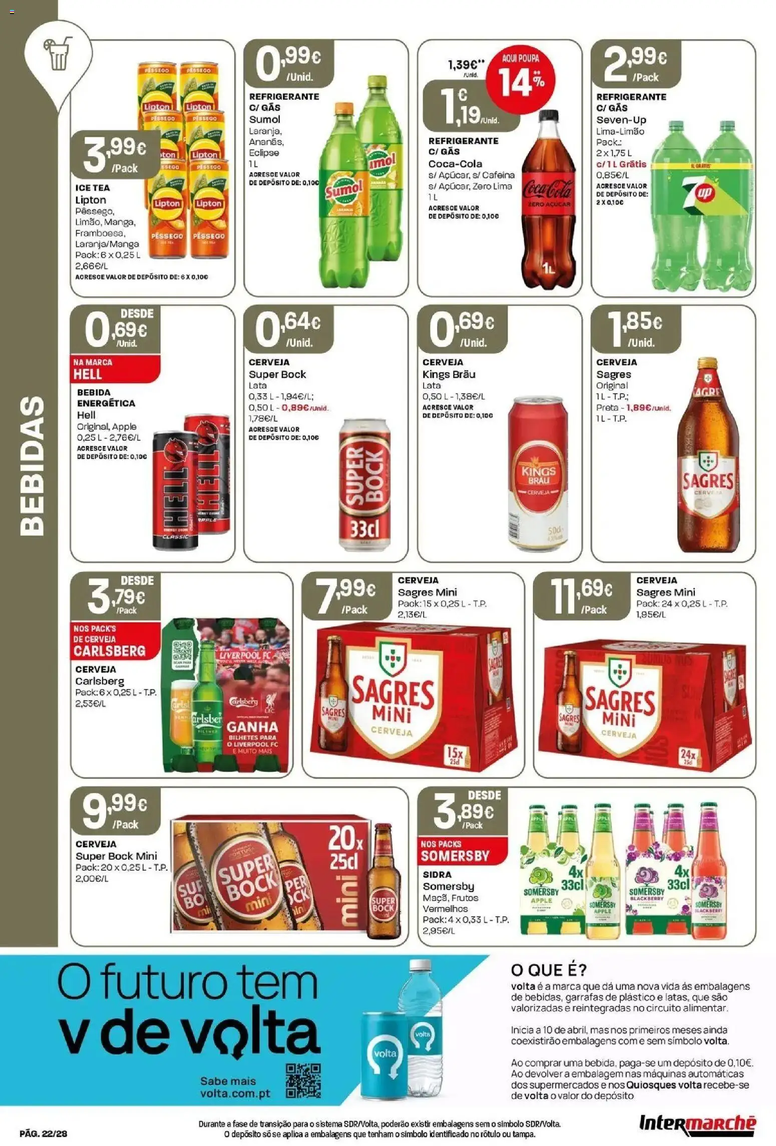 Intermarché - Isto é que são preços BAIXOS │ válido de 28.05.2026 | Página: 22 | Produtos: Refrigerante, Cerveja, Somersby, Bebida