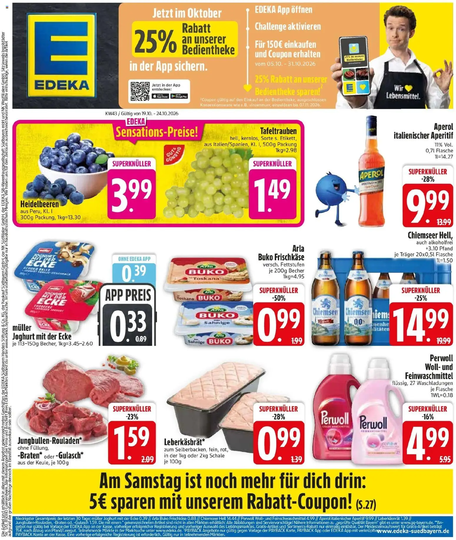 Edeka Prospekt Schwandorf (ab 19.10.2026) » Angebote Online | Seite: 3 | Produkte: Perwoll, Gulasch, Aperol, Frischkase