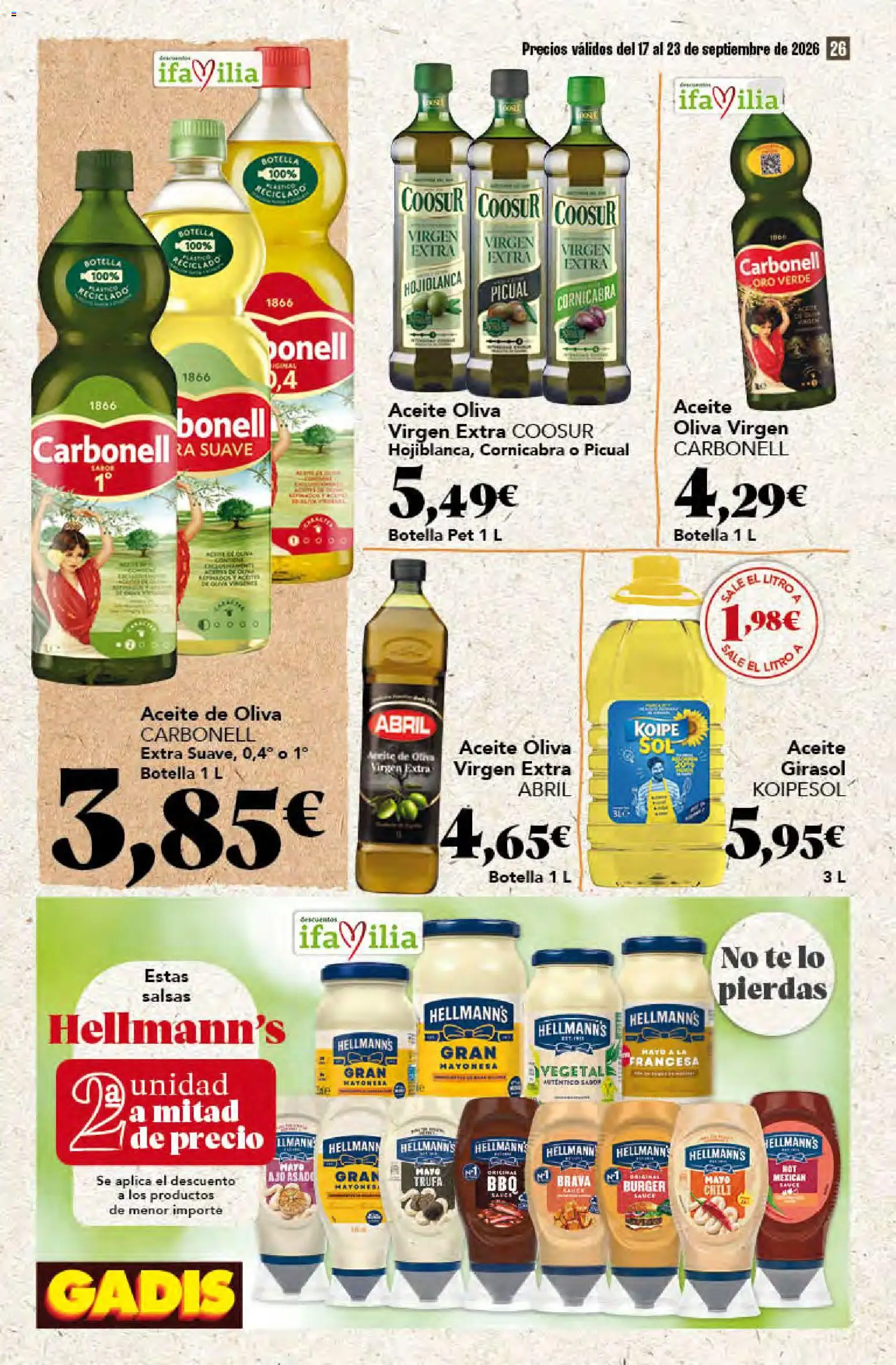 Gadis folleto │ válido desde el 17/09/2026 | Página: 26 | Productos: Salsas, Ajo, Aceite, Mayonesa