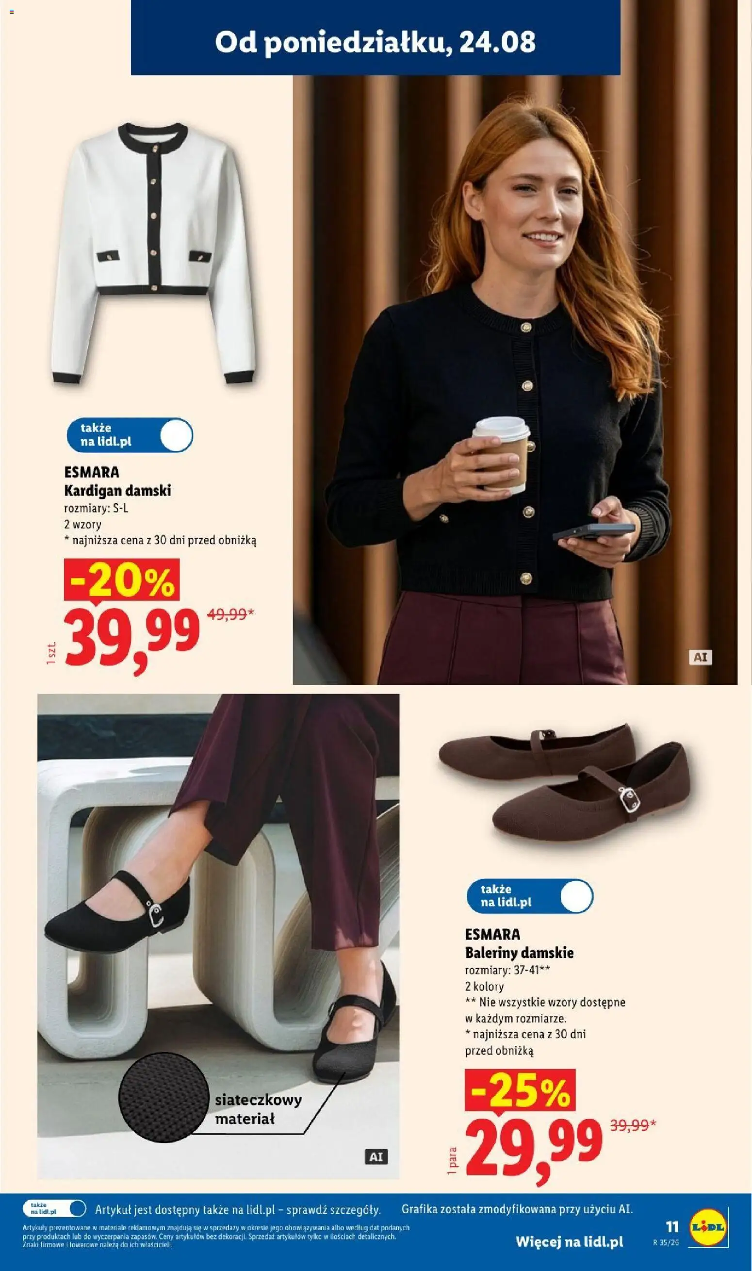 Lidl Katalog od 24.08.2026 | Strona: 11 | Produkty: Baleriny, Kardigan