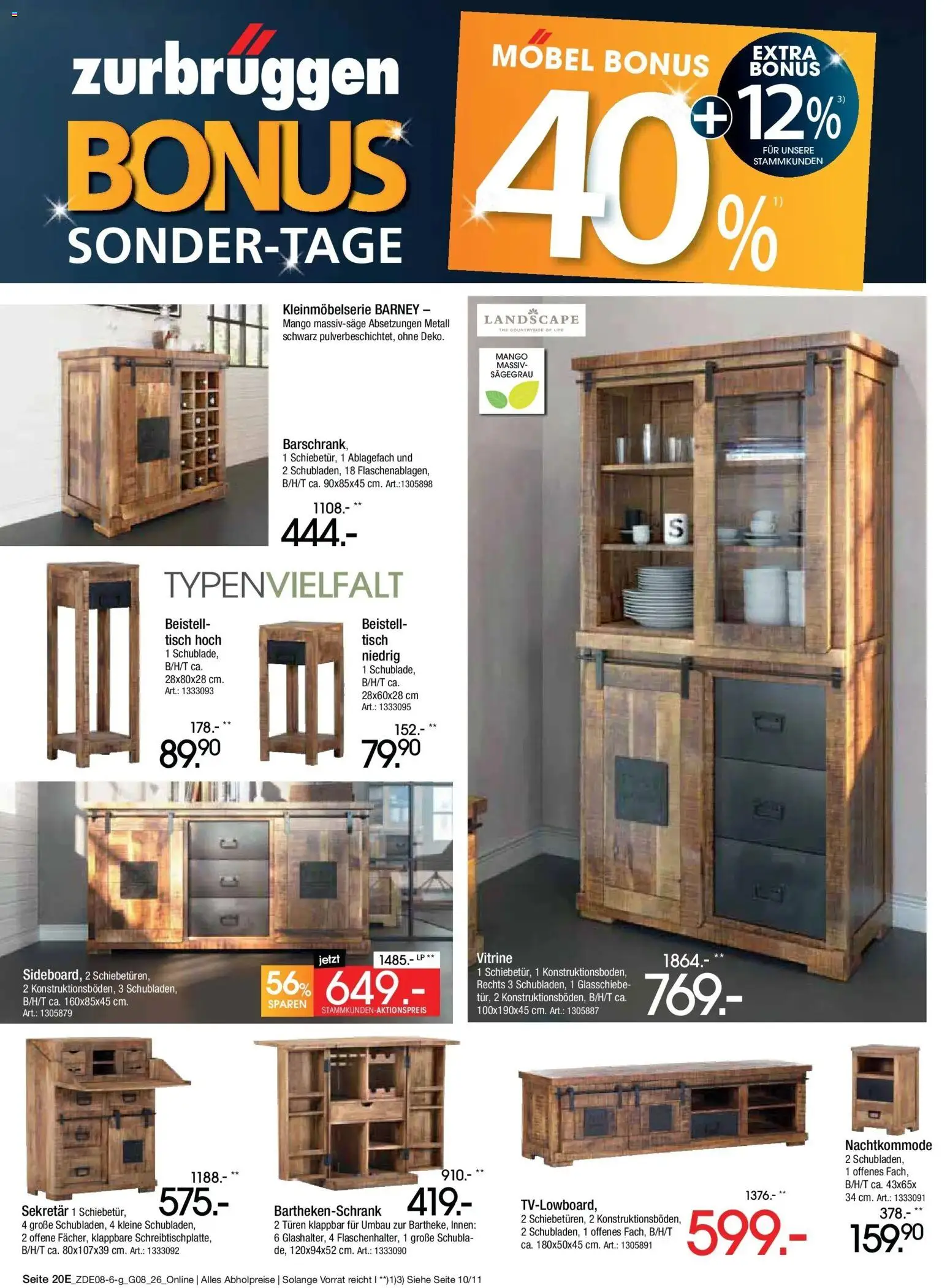 Zurbrüggen - Zurbrüggen: Bonus Sonder-Tage – gültig ab 31.07.2026 | Seite: 38 | Produkte: Vitrine, Tisch, Mango