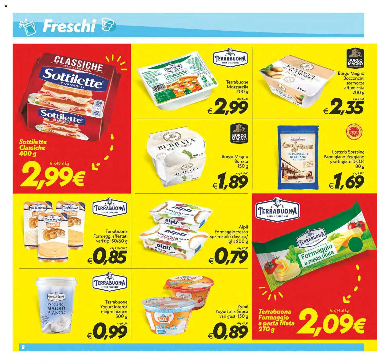 Volantino SuperConveniente del 10/07/2026 | Pagina: 8 | Prodotti: Yogurt, Mozzarella, Latte, Formaggio