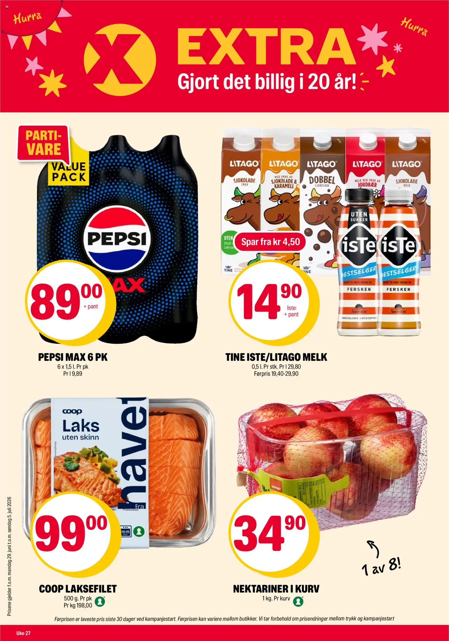 {H1} | Side: 3 | Produkter: Melk, Nektariner, Sukker, 1