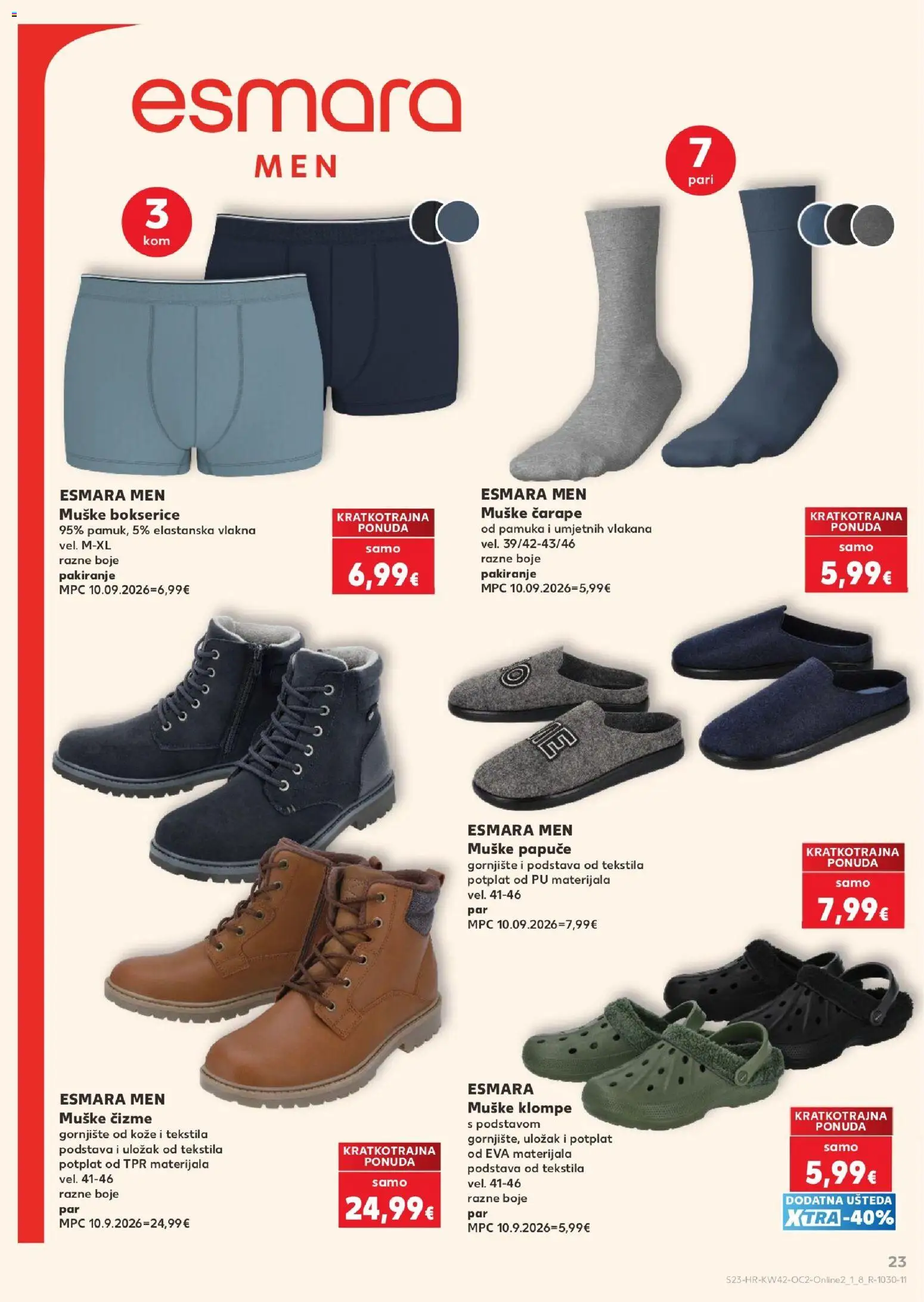 Kaufland katalog | vrijedi od 14.10.2026 | Stranica: 23 | Proizvodi: Muške bokserice, Čarape, Bokserice, Papuče
