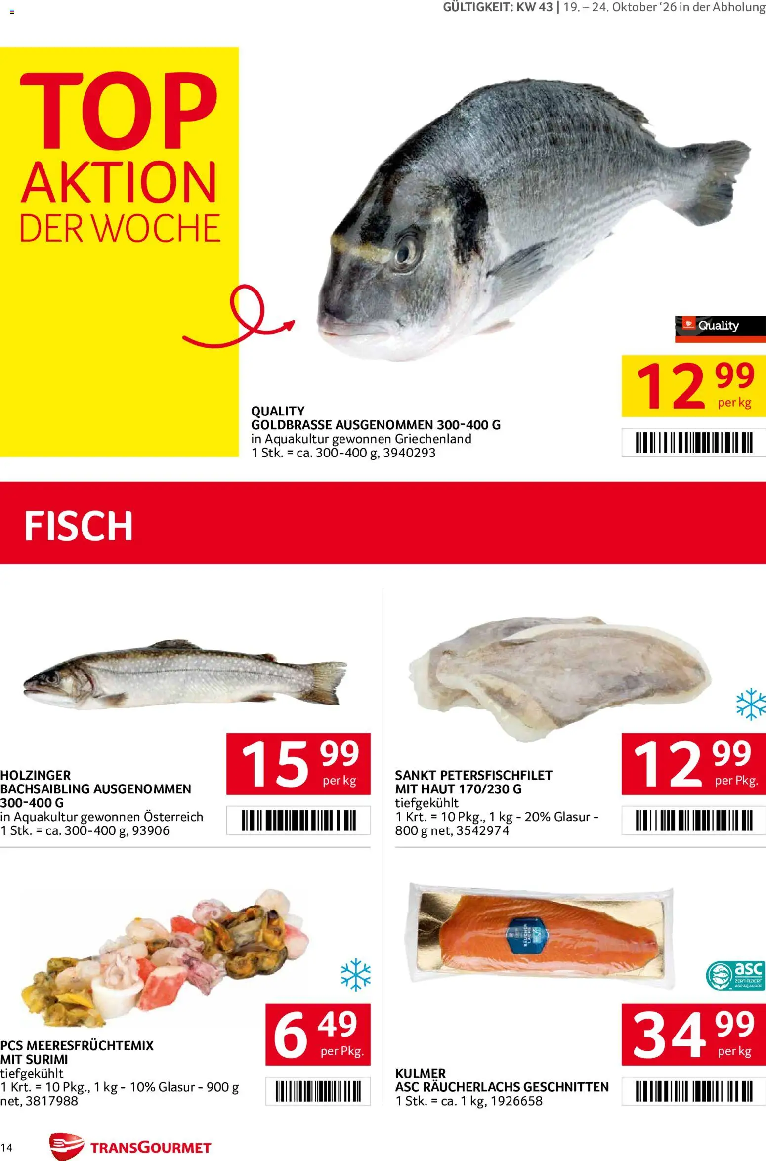 Transgourmet Broschüre gültig ab 19.10.2026 | Seite: 14 | Produkte: Fisch