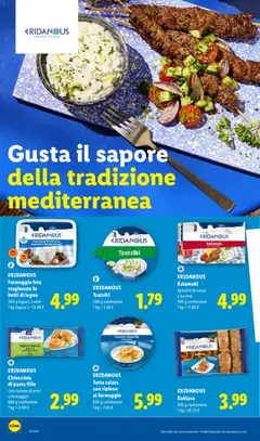 Anteprima del volantino ERIDANOUS Formaggio feta stagionato in botti di legno, Formaggio feta stagionato in botti di legno 400 g (sgocc.) conf. 1 kg (sgocc.) = 12.48 € valido a partire dal 27/08/2026 | Pagina: 47