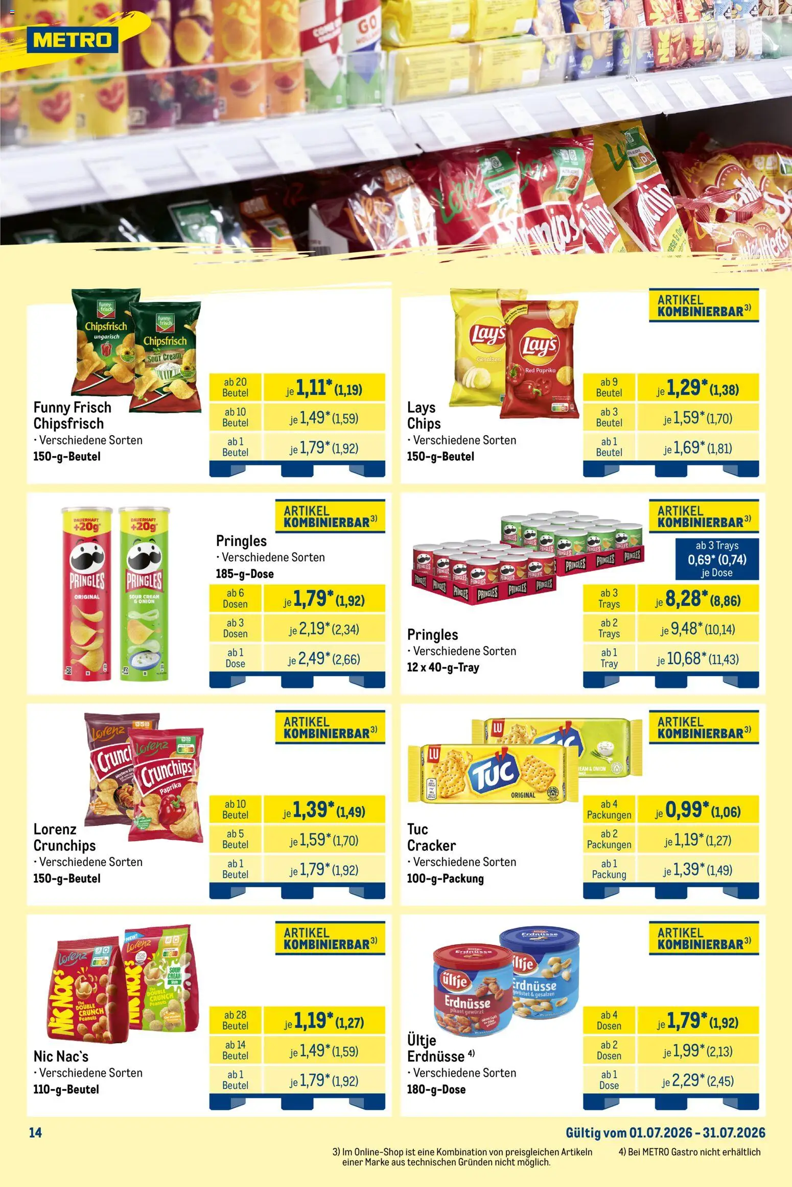 Metro  Monats-Mix – gültig ab 01.07.2026 | Seite: 14 | Produkte: Ultje erdnusse, Erdnüsse, Lorenz crunchips, Chips