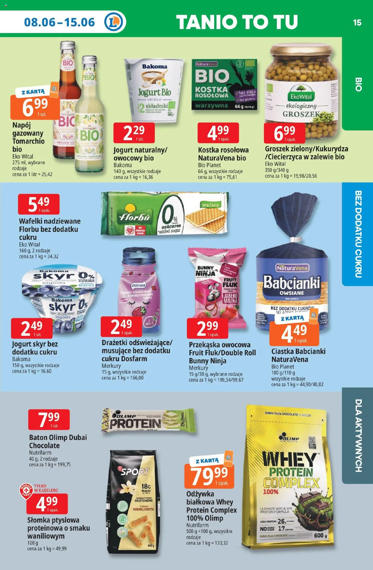 E.Leclerc gazetka - Elbląg od 08.06.2026 | Strona: 15 | Produkty: Karta, Groszek, Ciastka, Skyr