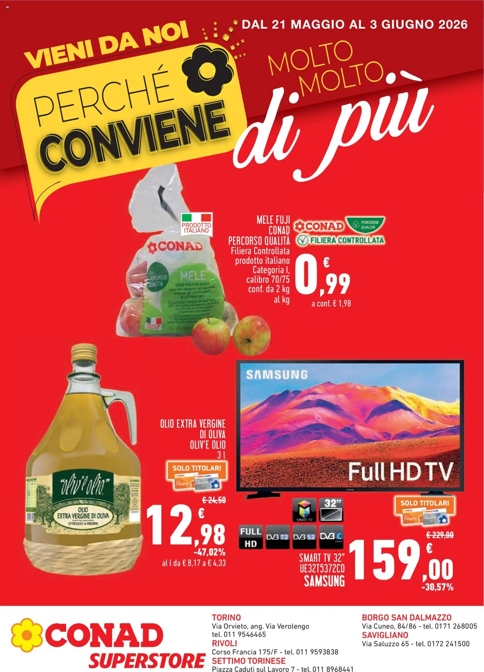 Volantino Conad del 21.05.2026 | Pagina: 1 | Prodotti: Olive, TV, Olio extra vergine, Samsung