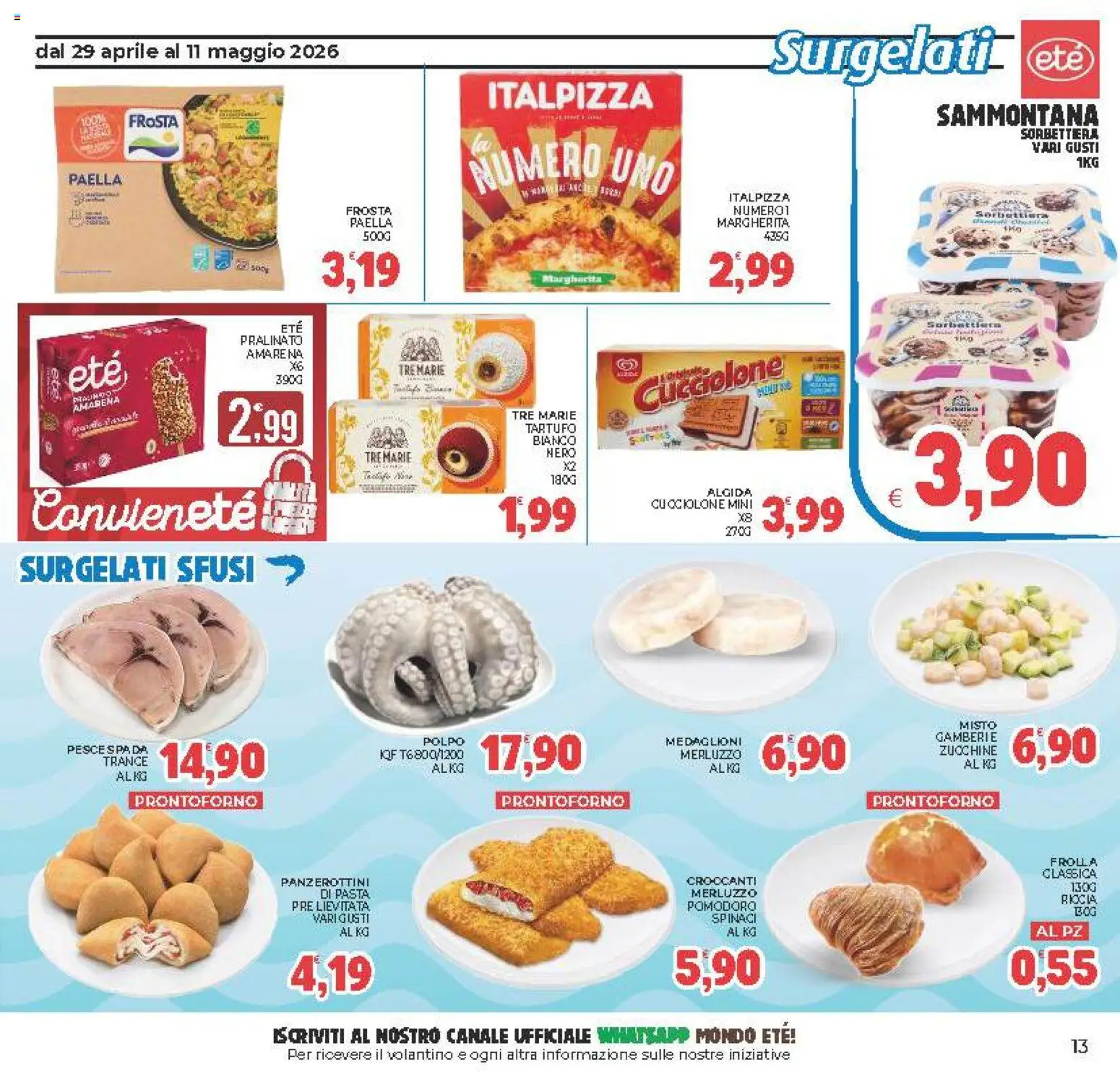 Volantino Eté del 29.04.2026 | Pagina: 13 | Prodotti: Pomodoro, Pasta, Zucchine, Amarena