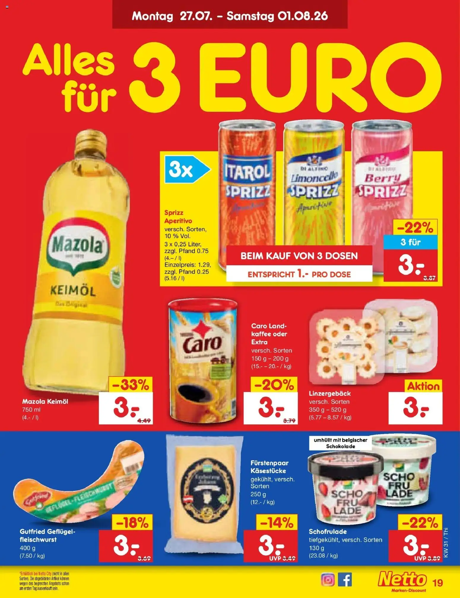 Netto Marken-Discount Prospekt Pirna – gültig ab 27.07.2026 | Seite: 29 | Produkte: Kaffee, Schokolade, Limoncello