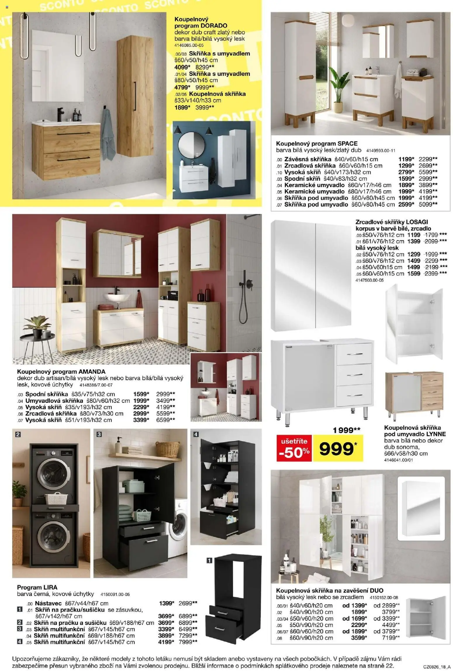 Sconto nábytek leták od 17.06.2026 | Strana: 18 | Produkty: Skříňka pod umyvadlo, Zrcadlová skříňka, Skříňka, Umyvadlo