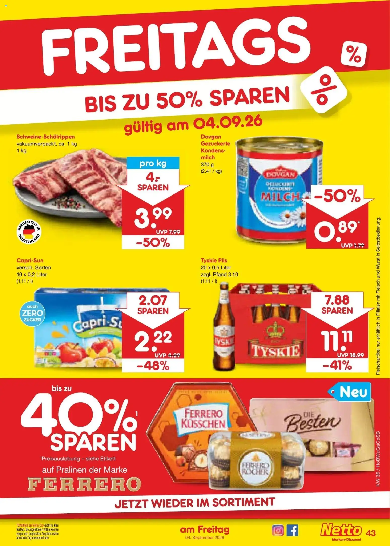 Netto Marken-Discount Prospekt Stemwede-Dielingen (ab 31.08.2026) » Angebote | Seite: 55 | Produkte: Milch, Zucker, Wurst, Fleisch