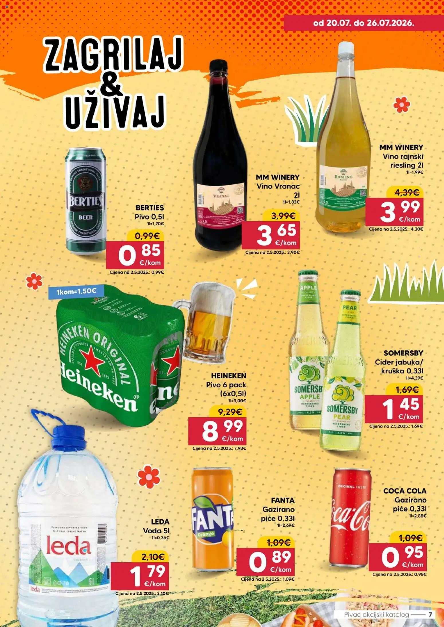 Pivac katalog | vrijedi od 20.07.2026 | Stranica: 7 | Proizvodi: Heineken, Vranac, Kruška, Somersby