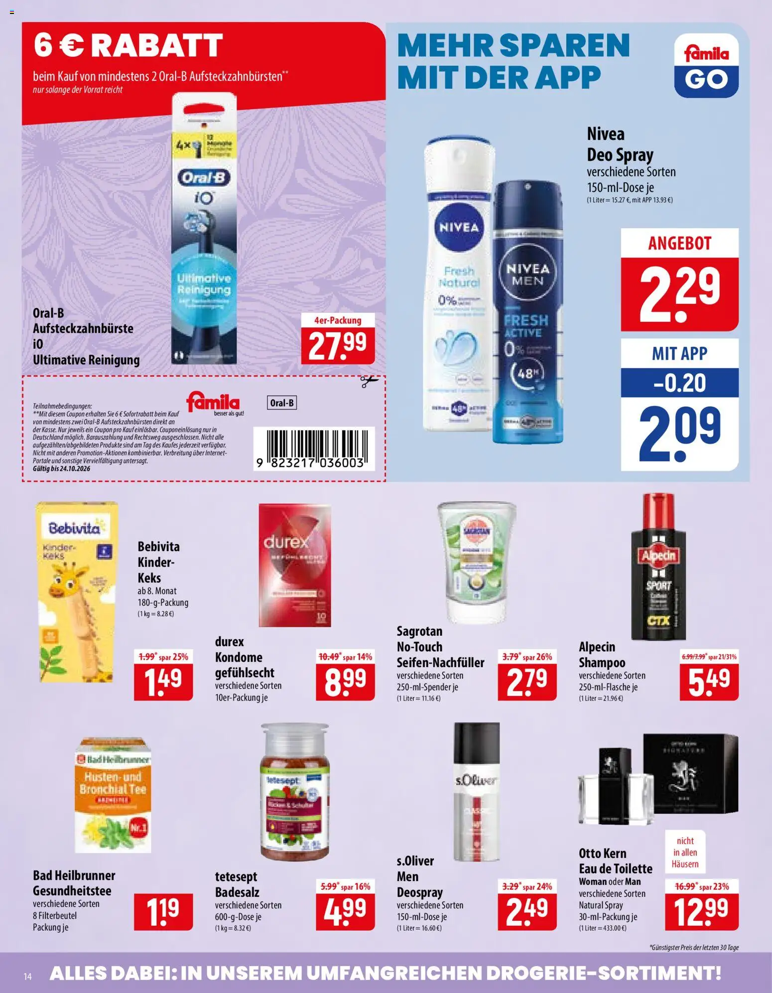 Famila Prospekt – gültig ab 19.10.2026 | Seite: 14 | Produkte: Toilette, Eau de Toilette, Shampoo, Deospray