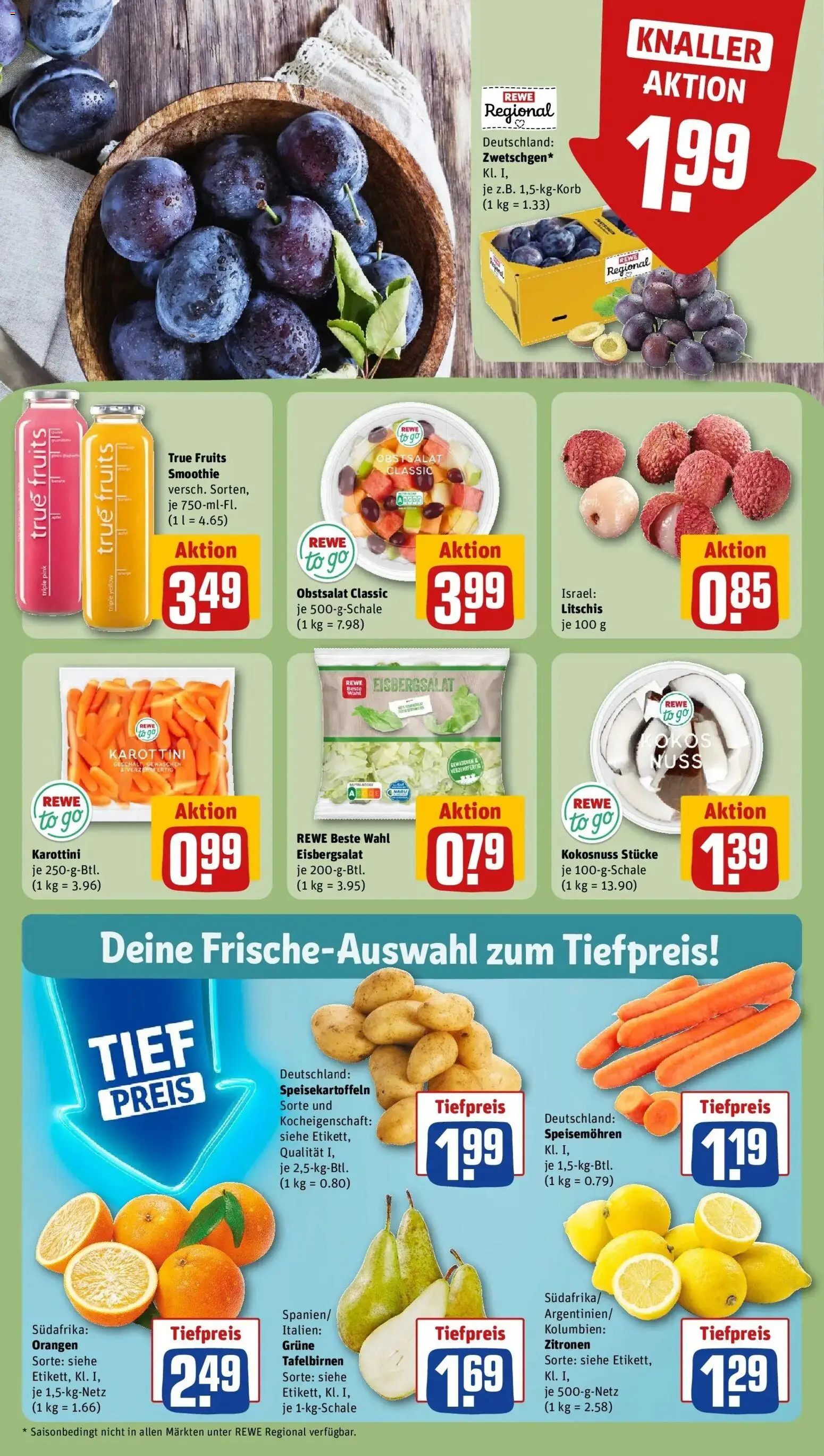 REWE Prospekt ab 17.08.2026 zum Blättern » Angebote | Seite: 8 | Produkte: Orangen, Eisbergsalat, Zitronen