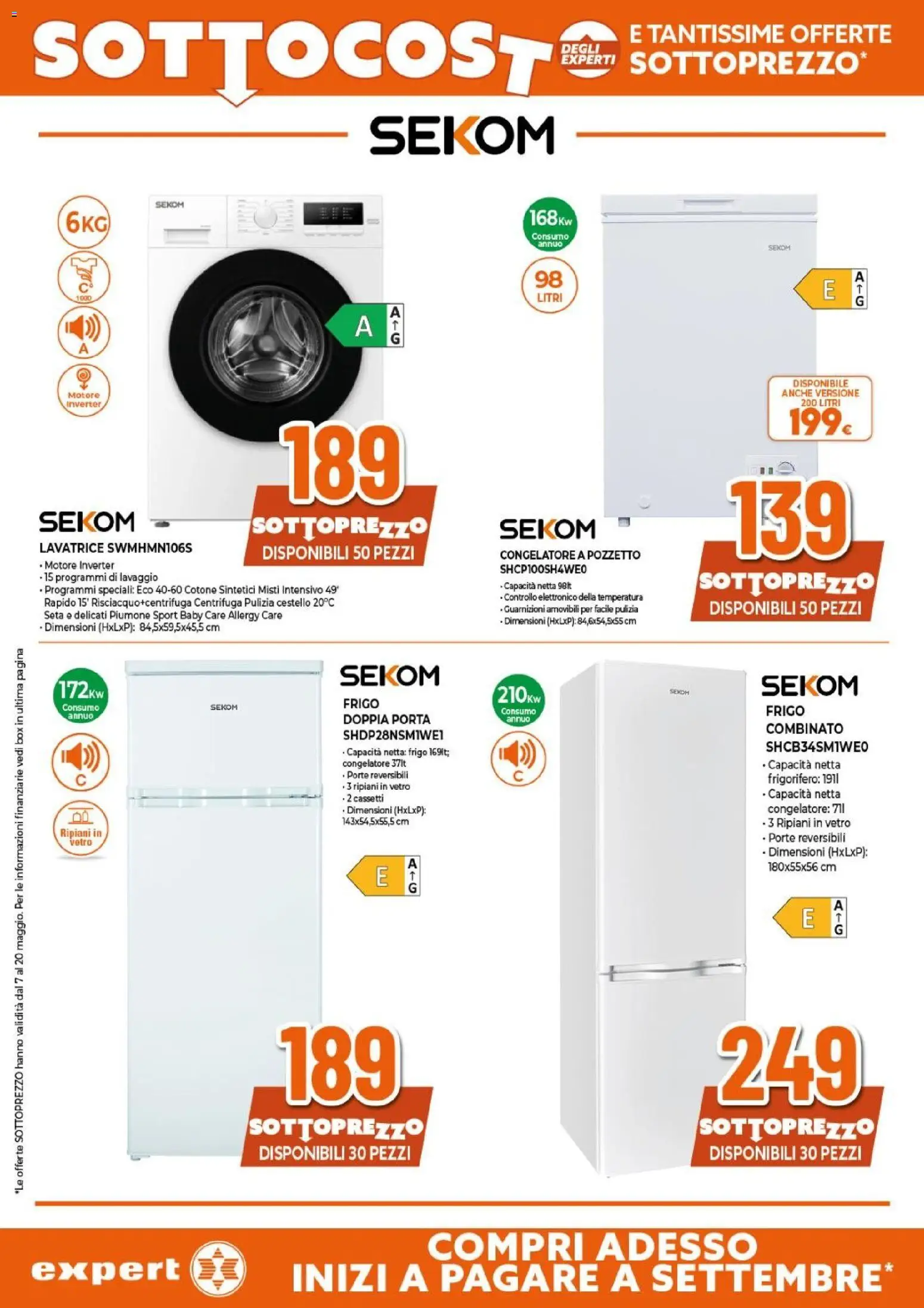 Volantino Expert del 07.05.2026 | Pagina: 30 | Prodotti: Centrifuga, Lavatrice, Frigorifero, Congelatore
