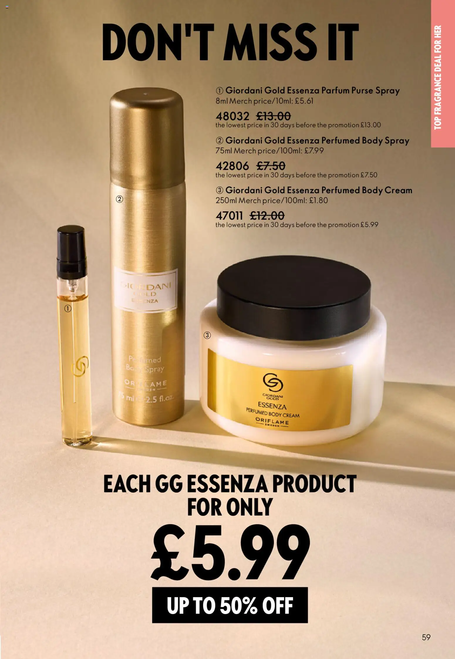 {H1} | Page: 59 | Products: Fragrance, Body cream, Cream