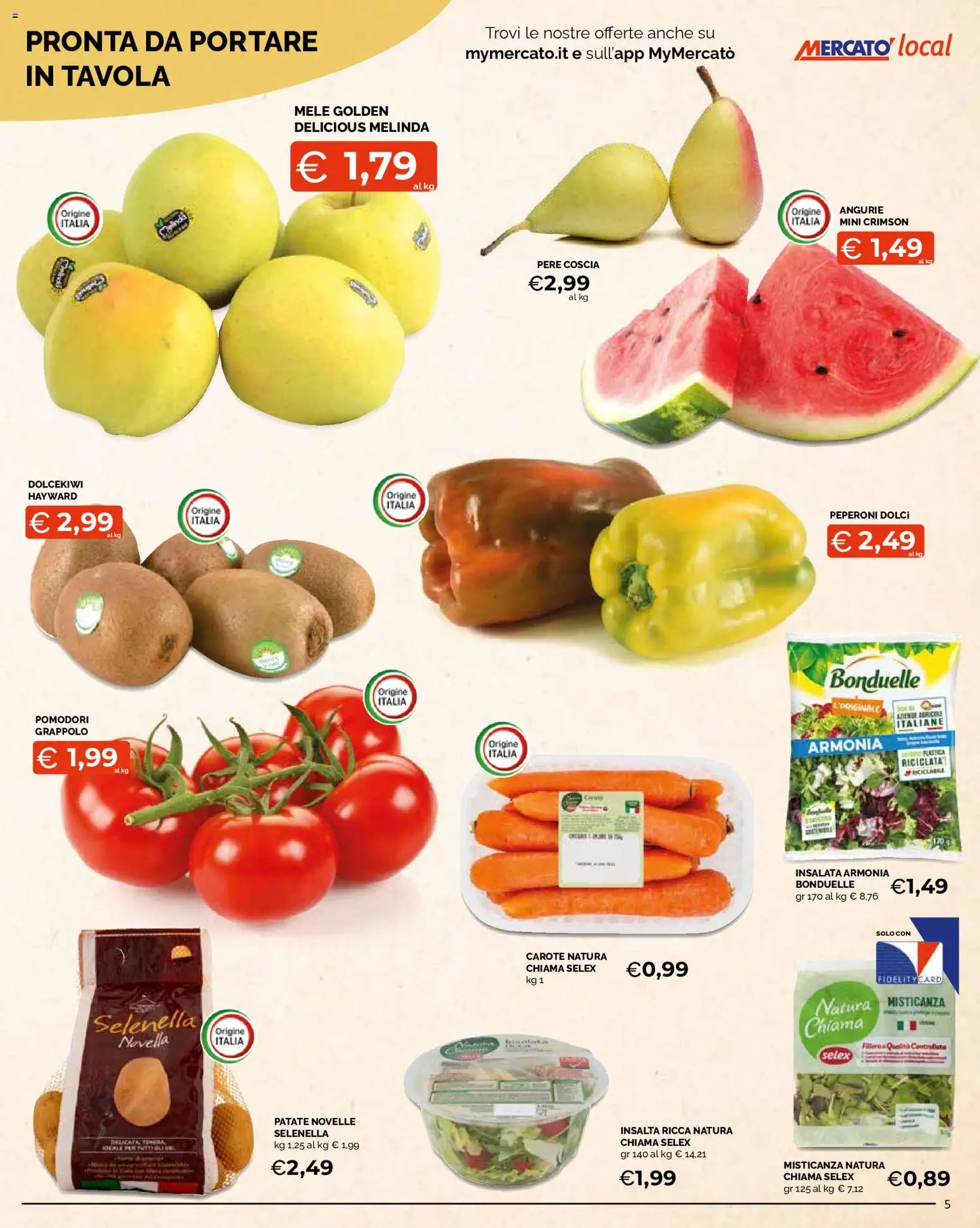 Volantino Mercatò del 25.05.2026 | Pagina: 5 | Prodotti: Misticanza, Peperoni, Carote, Pomodori