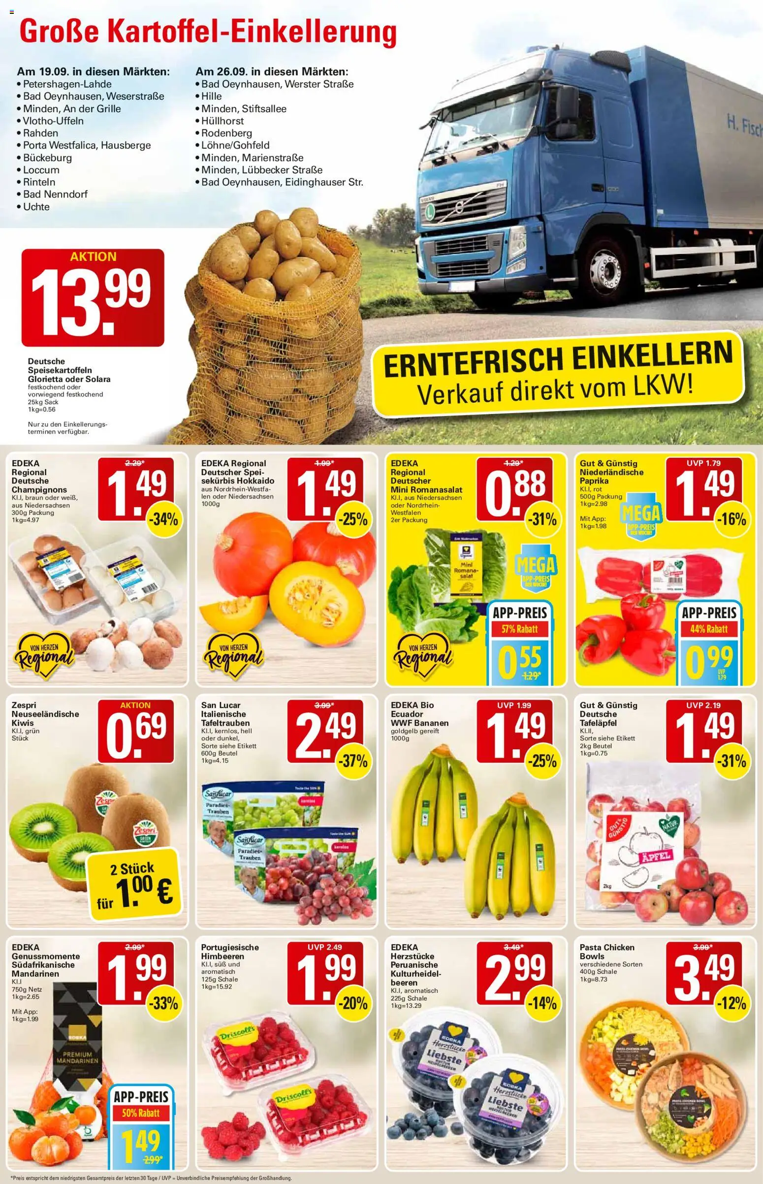 WEZ Prospekt – gültig ab 14.09.2026 | Seite: 2 | Produkte: Trauben, Bad, Äpfel, Champignons