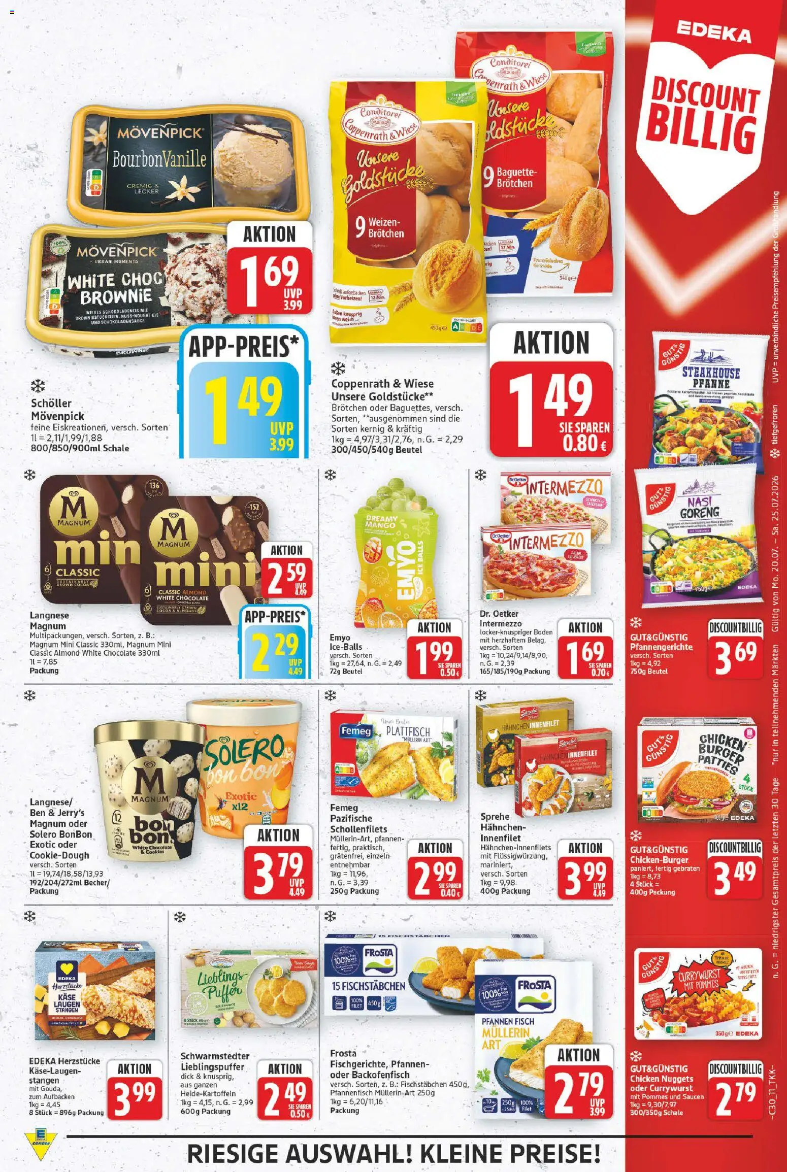 E center Prospekt – gültig ab 20.07.2026 | Seite: 12 | Produkte: Langnese, Hahnchen, Ben & Jerry's, Fisch