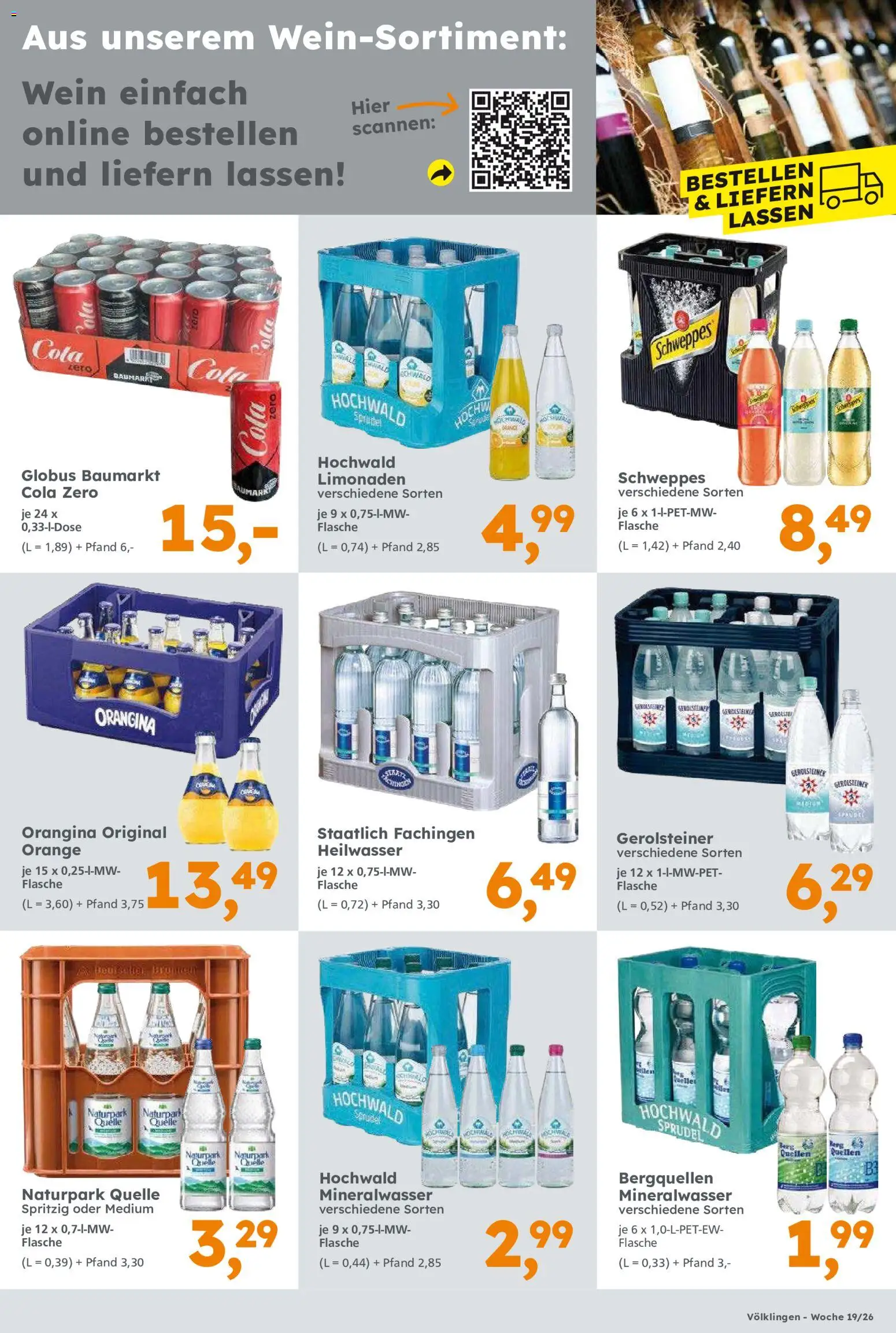 Globus Baumarkt Prospekt Saarbrücken	 – gültig ab 04.05.2026 | Seite: 17 | Produkte: Cola, Schweppes, Mineralwasser, Gerolsteiner