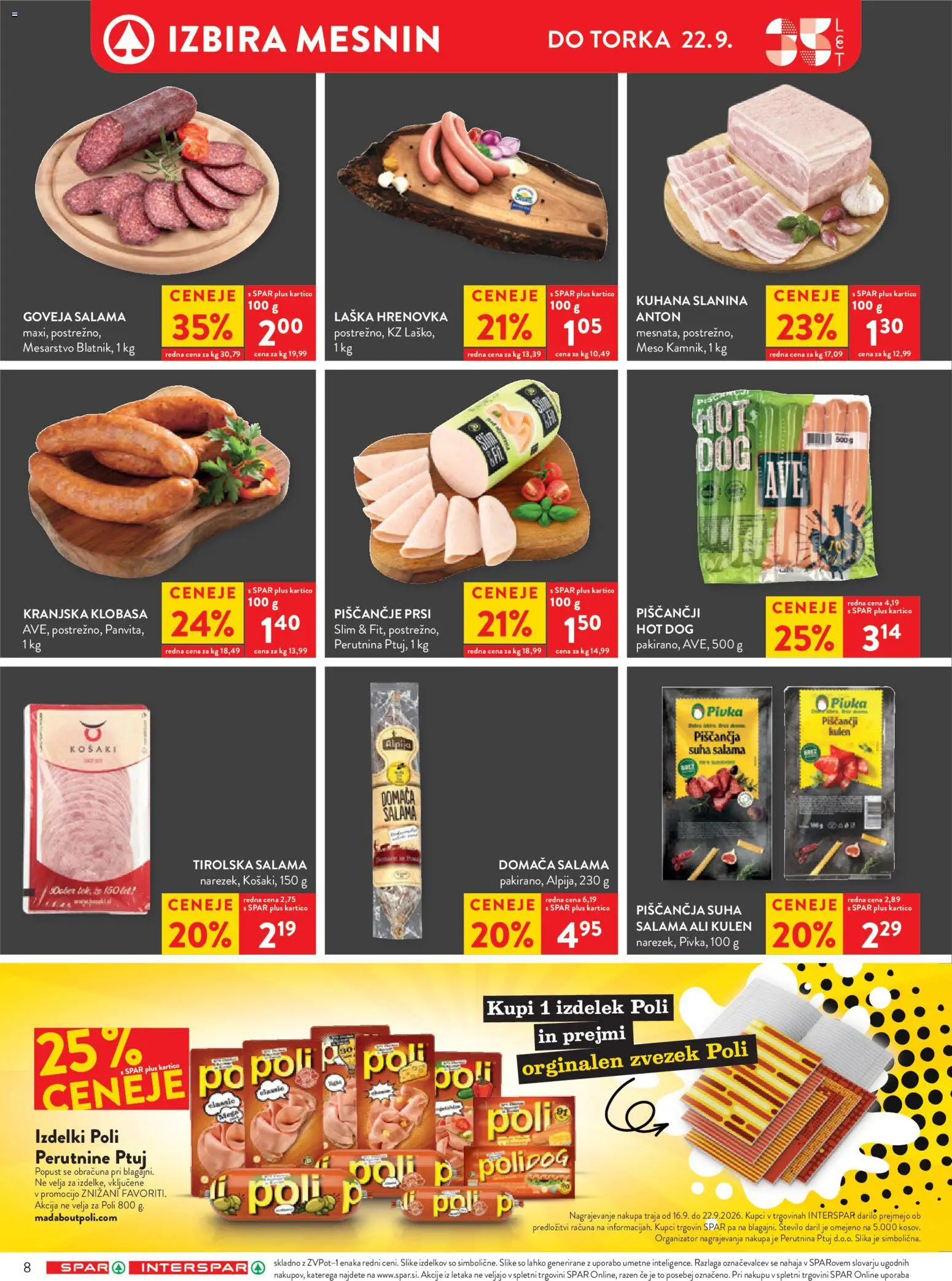 Novi Spar katalog ponudbe – veljaven od 16.09.2026 | Stran: 11 | Izdelki: Slanina, Zvezek, Salama