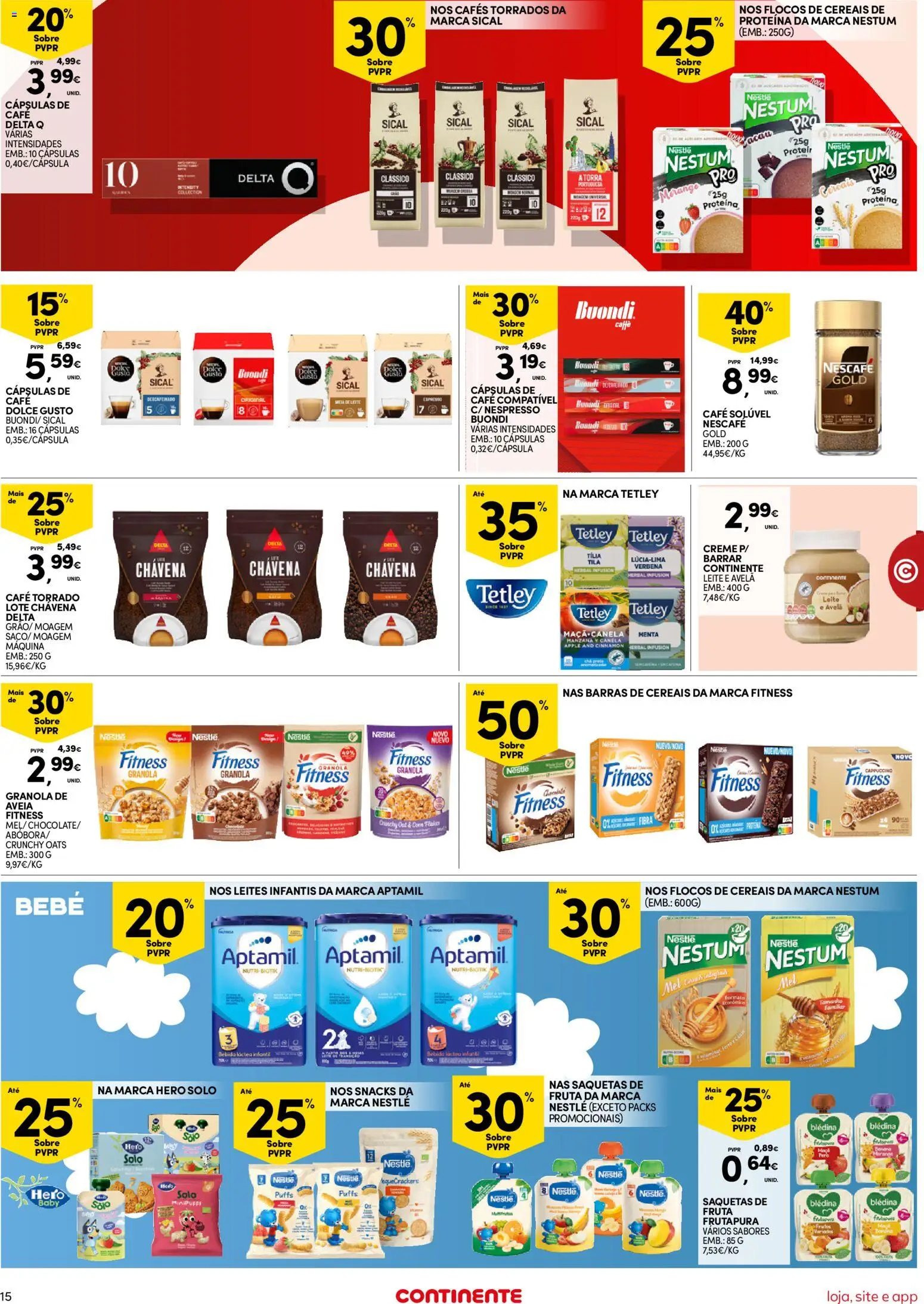 Continente folheto Bom Dia │ válido de 20/10/2026 | Página: 15 | Produtos: Delta q, Cappuccino, Cereais, Bebida