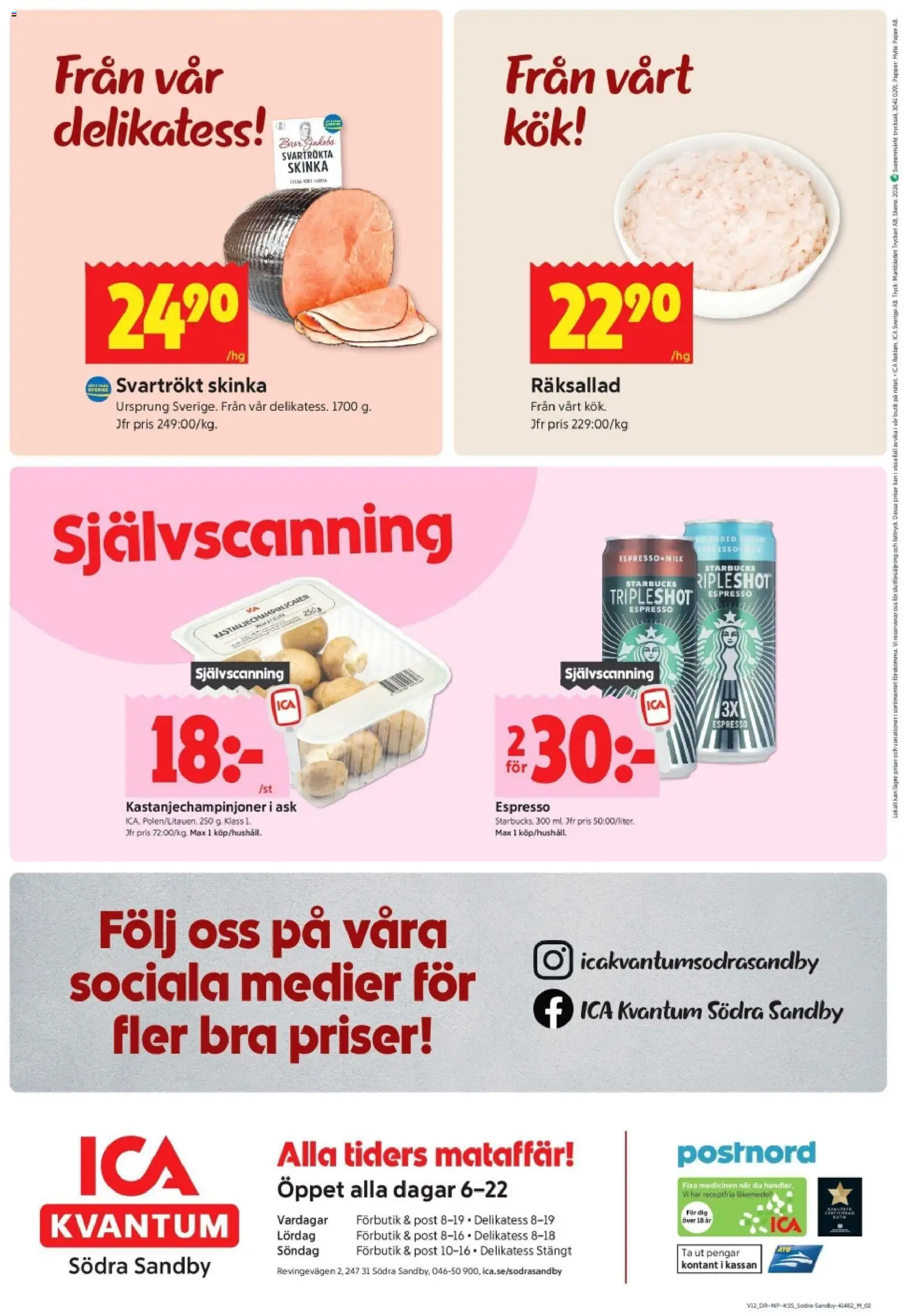 ICA Kvantum reklamblad aktuell från 16.03.2026 | Sida: 12 | Produkter: Hylla, Skinka