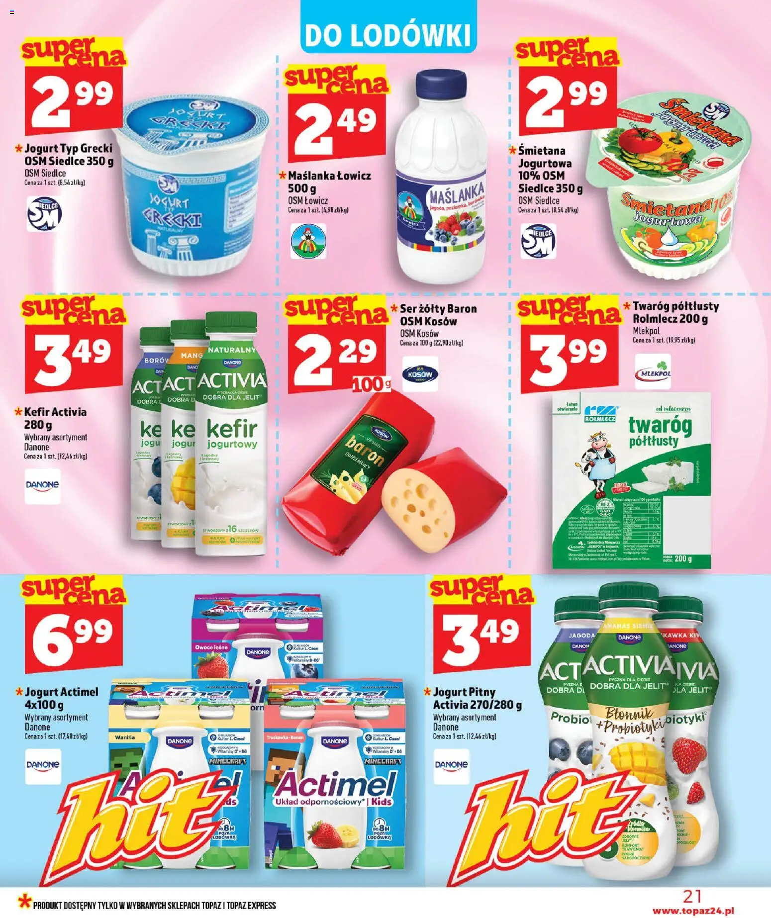 Topaz gazetka - MAZ od 23.07.2026 | Strona: 21 | Produkty: Ser żółty, Twaróg półtłusty, Ser, Owoce