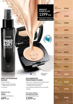 True Colour Flawless kremasti puder za lice, 3U1 KOREKTOR, TEČNI PUDER I PUDER, prozračna, srednja do puna pokrivenost, kremasto-puderasta formula za besprekornu završnicu, za normalnu, kombinovanu i suvu kožu, SPF15 - pregled AVON kataloga - važi od 01.05.2026 | Strana: 57 | Proizvode: Tečni puder, Puder