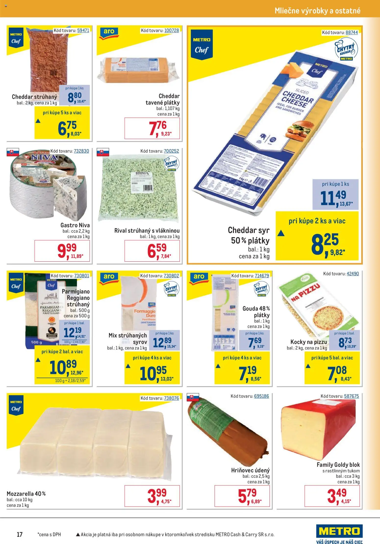 Nové Metro akcie – leták je platný od 17.06.2026 | Strana: 17 | Produkty: Syr, Gouda, Mozzarella
