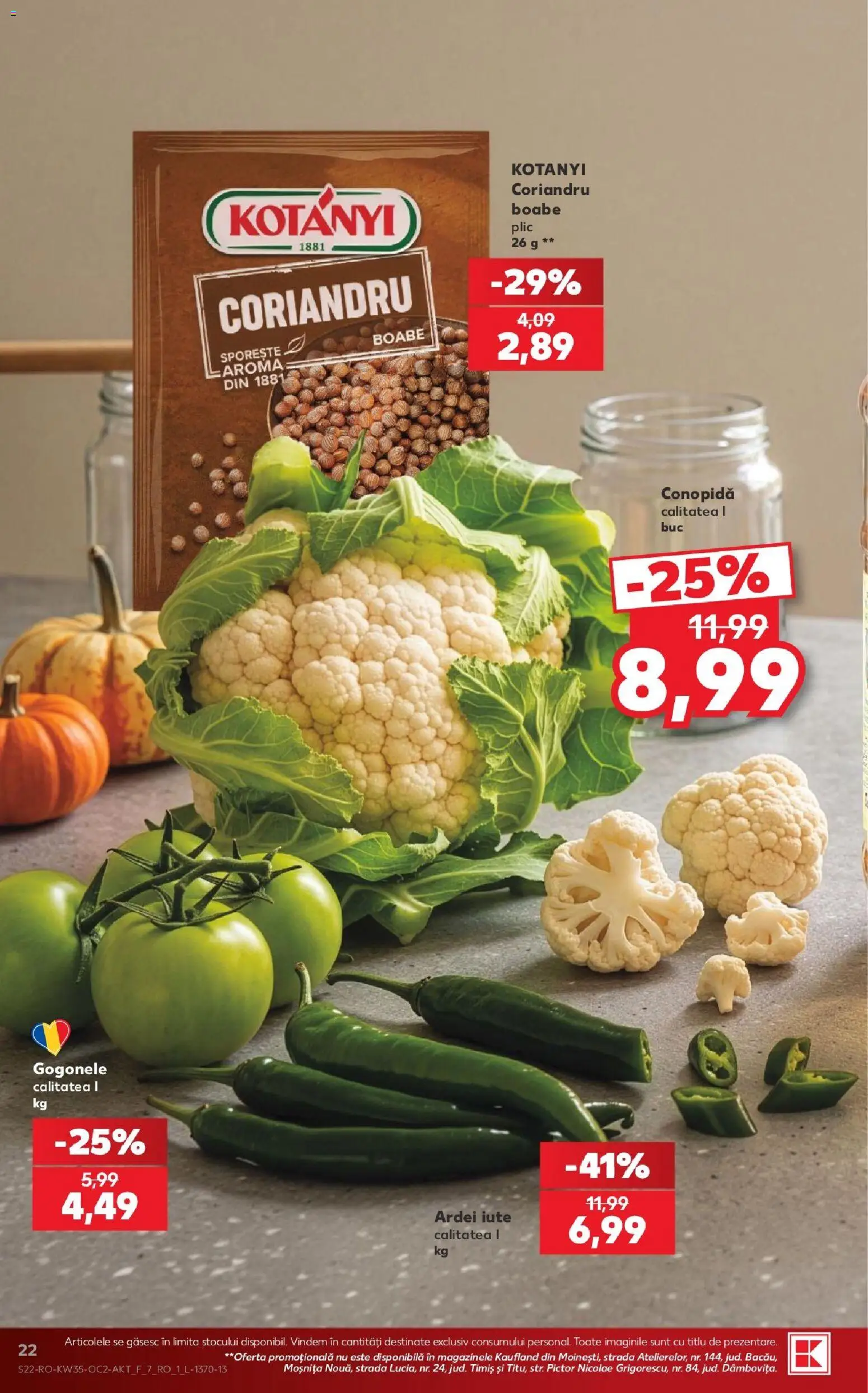Noul catalog Kaufland – valabil de la 26.08.2026 | Pagină: 22 | Produse: Conopidă, Ardei, Ardei iute