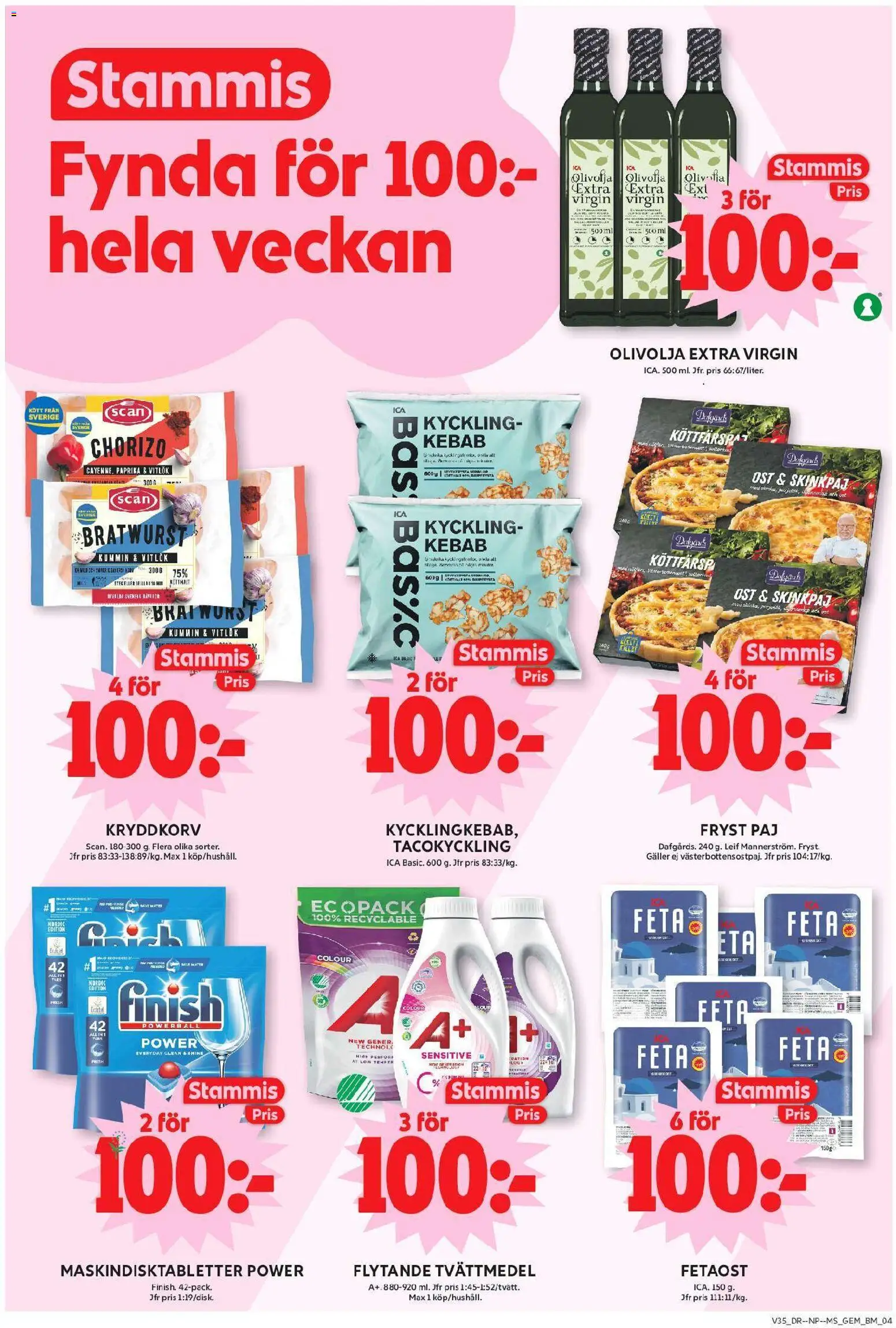 ICA Maxi reklamblad aktuell från 24/08/2026 | Sida: 5 | Produkter: Bratwurst, Fetaost, Ost, Kyckling