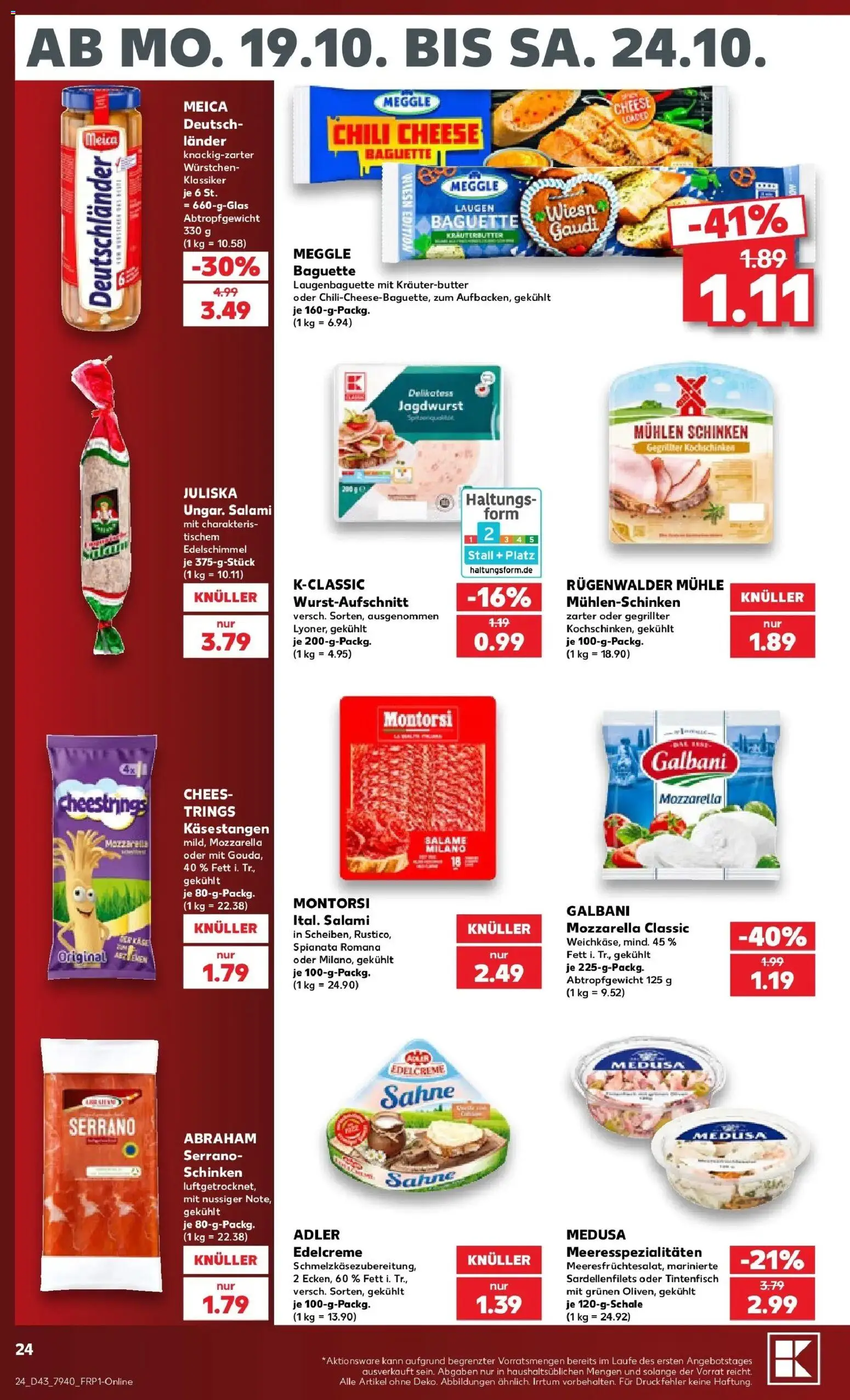 Prospekt Kaufland ab 19.10.2026 » Angebote Online zum Blättern | Seite: 28 | Produkte: Mühle, Baguette, Tintenfisch, Schinken
