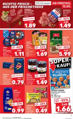 MONTORSI Ital. Salami¹, Milano oder Spianata je 100 g ab 15.05.2026 gültig | Seite: 7 | Produkte: Barilla, Piccolinis, Pasta, Salami