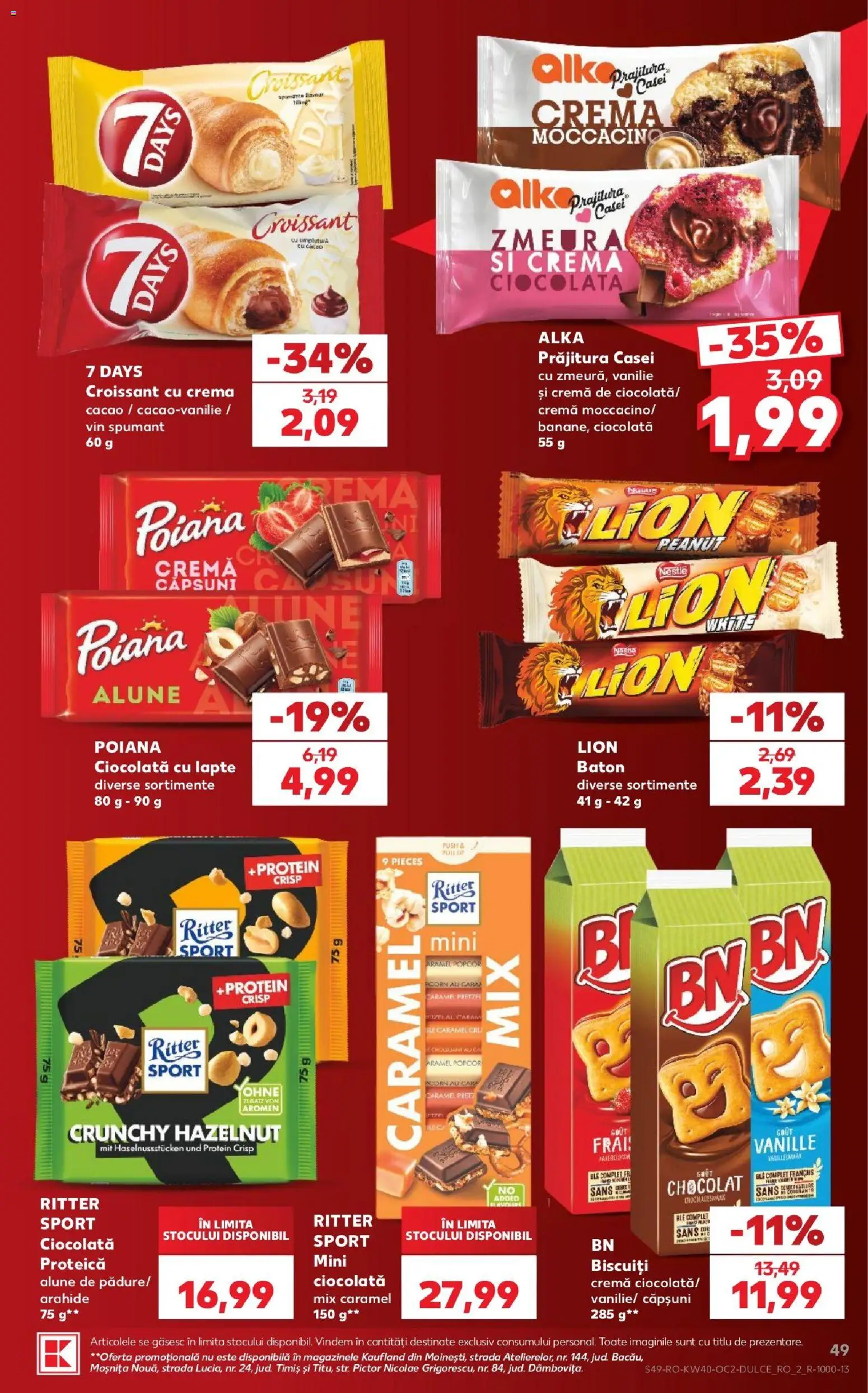 Kaufland RO akciós ujság - amely érvényes a következő dátumtól: 2026.09.30. | Oldal: 49 | Termékek: Croissant, Protein, Ritter Sport