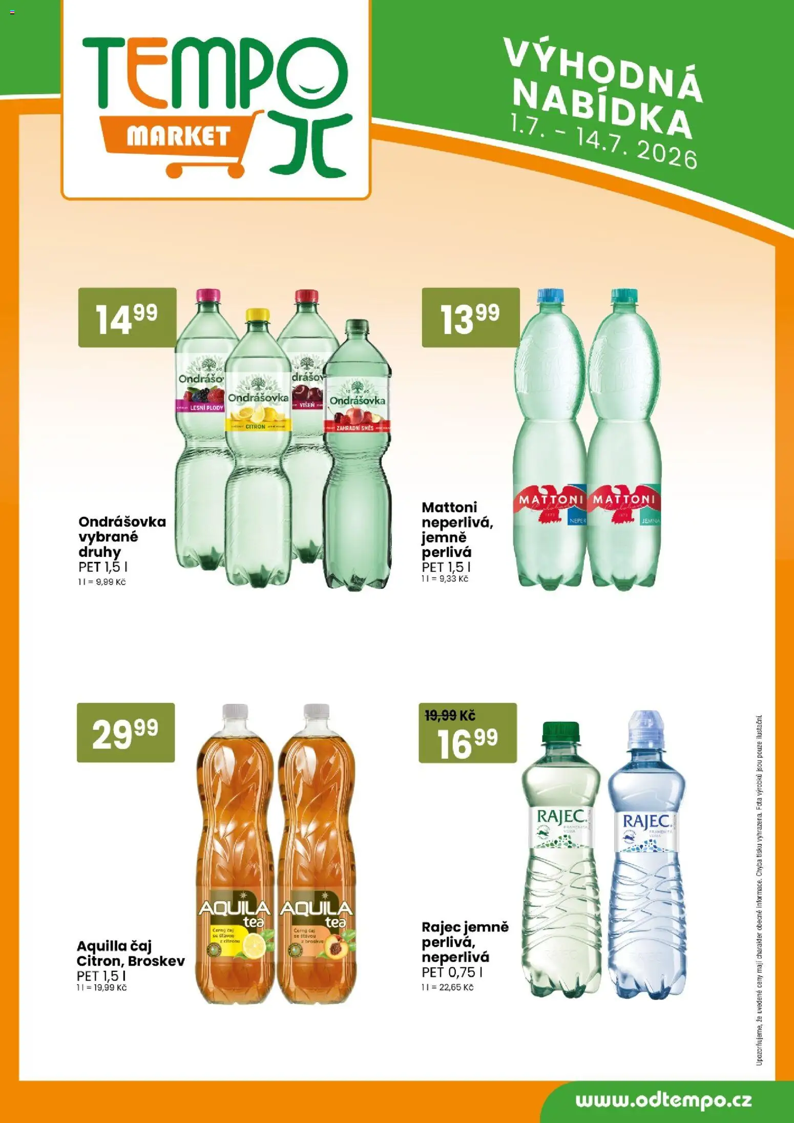 Tempo leták od 01.07.2026 | Strana: 12 | Produkty: Ondrášovka, Čaj, Broskve, Aquila