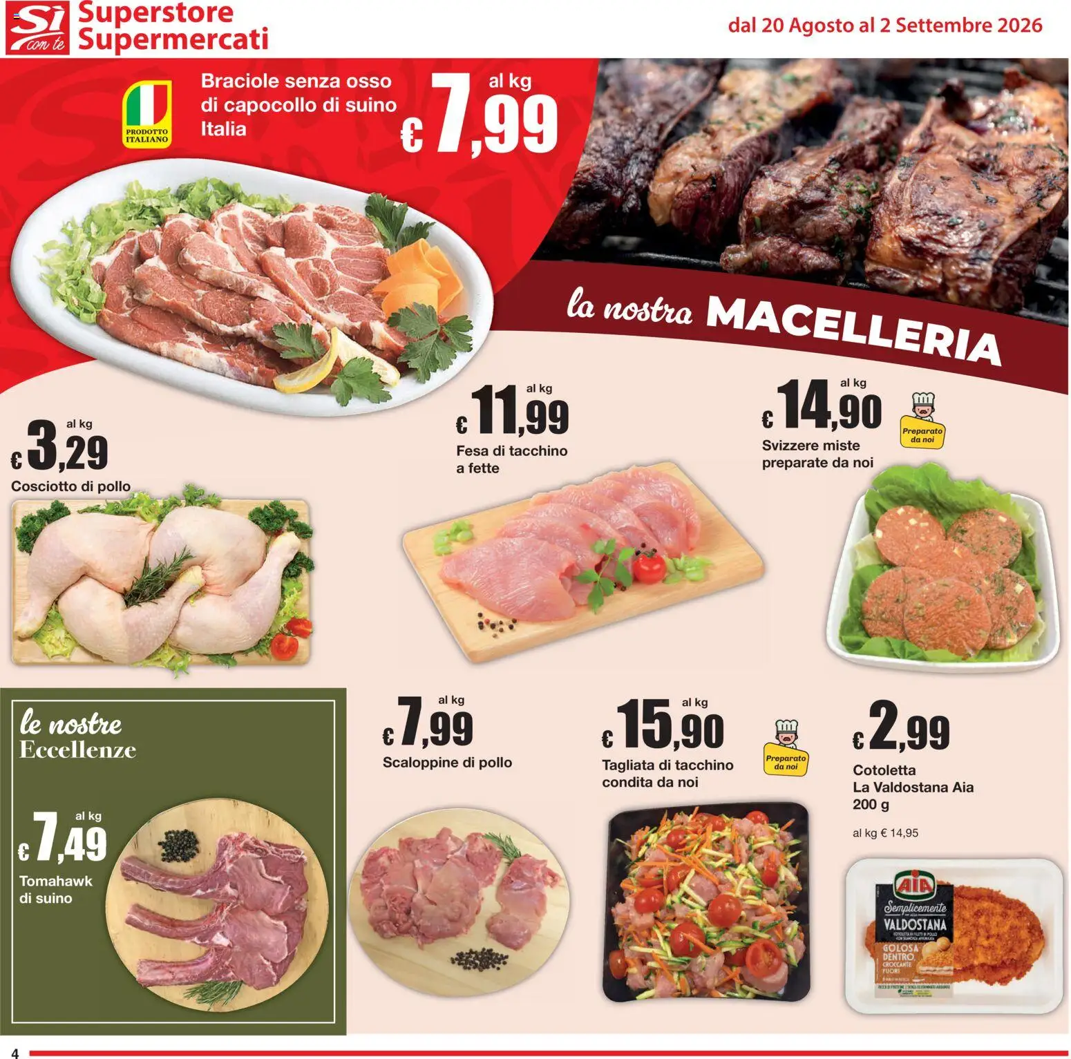 Volantino Sì con Te del 20/08/2026 | Pagina: 4 | Prodotti: Pollo, Tè, Suino, Tacchino